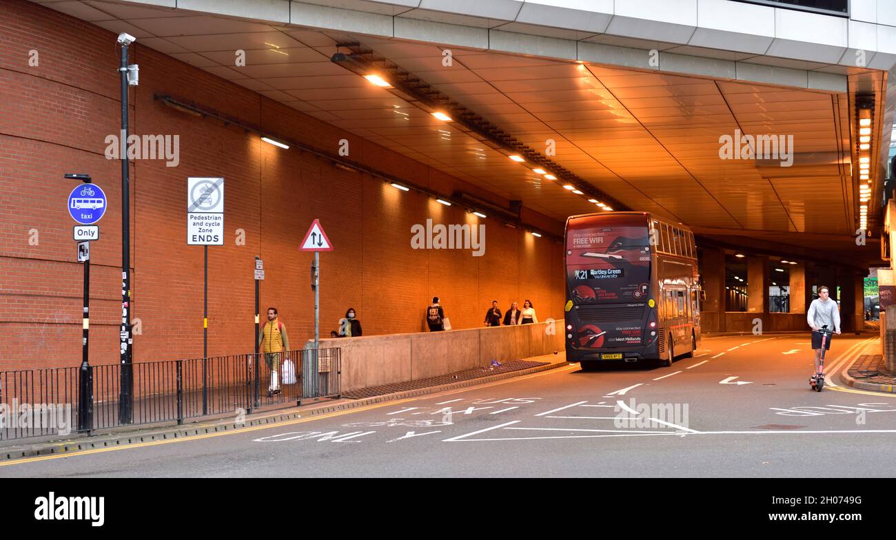 Road and pedestrian underpass with colourful lighting Stock Photo