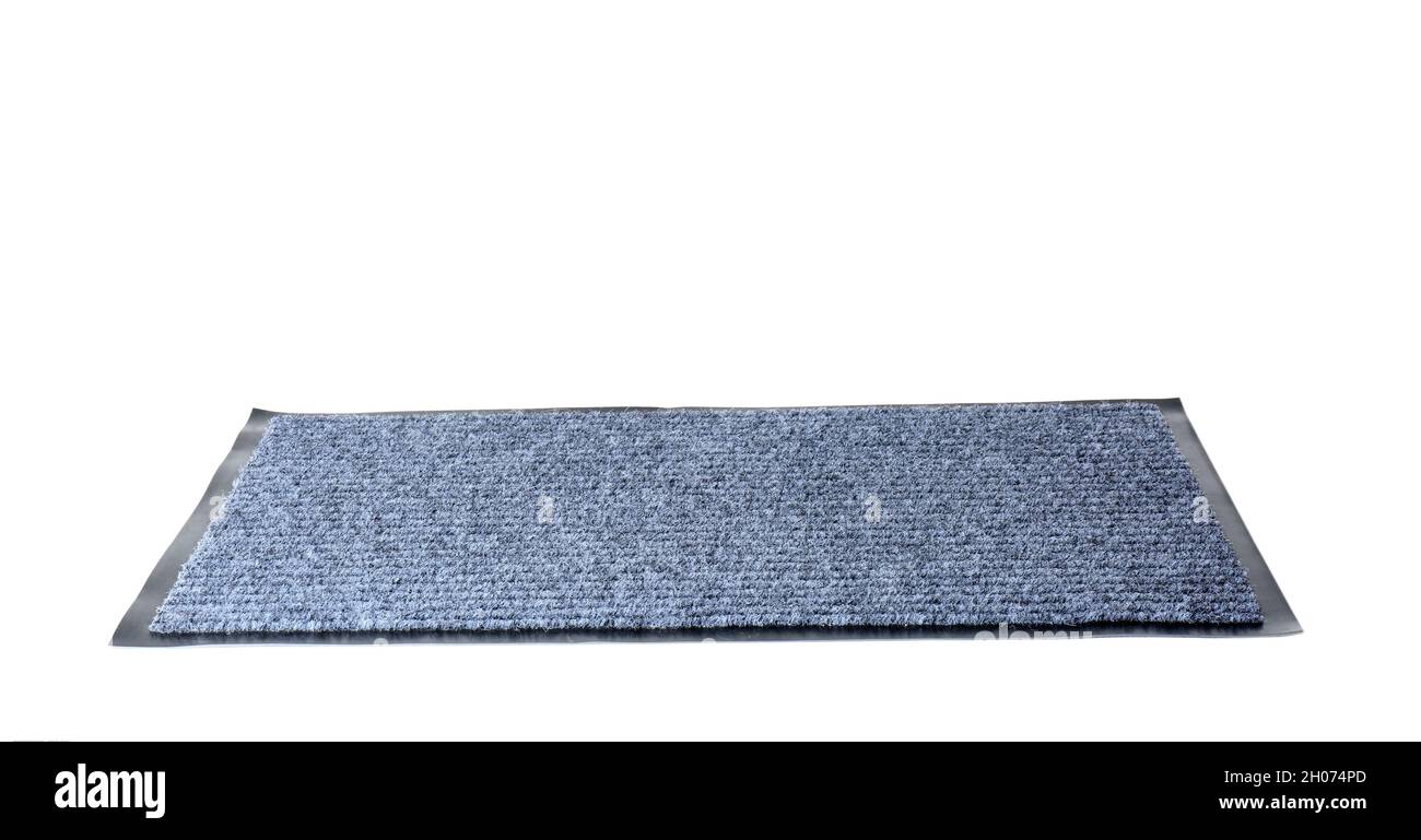 Modern grey door mat isolated on white Stock Photo