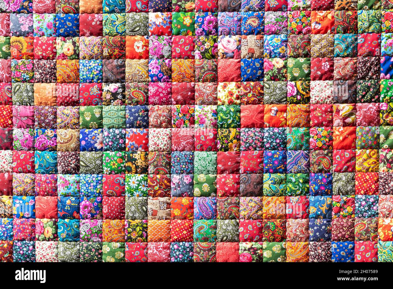 Traditional handmade patchwork with geometric flower pattern Stock Photo