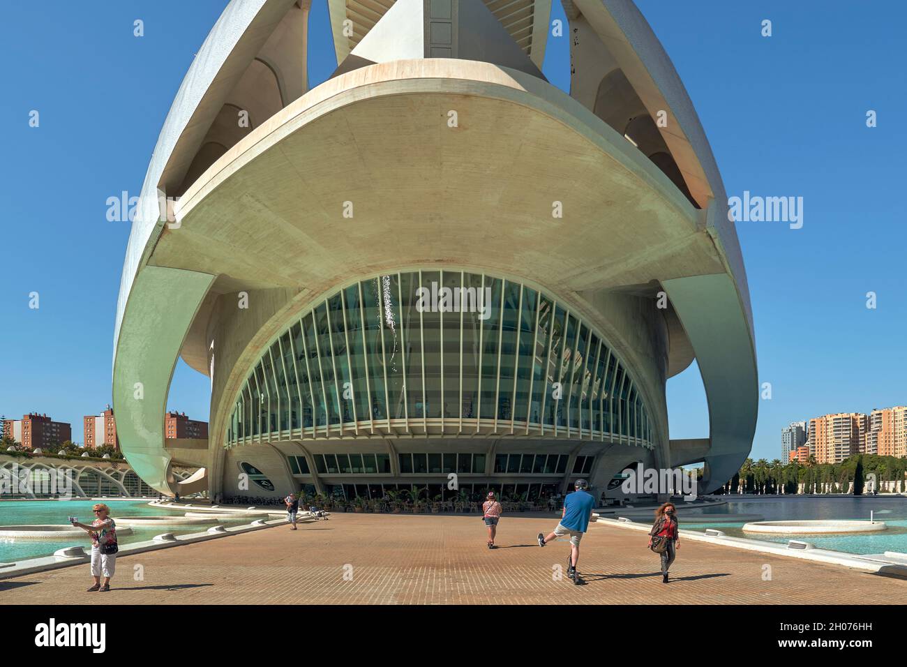 City of Arts and Sciences, Calatrava, architecture, modern, Palace of Arts, water, Valencian Community, Spain, Europe Stock Photo