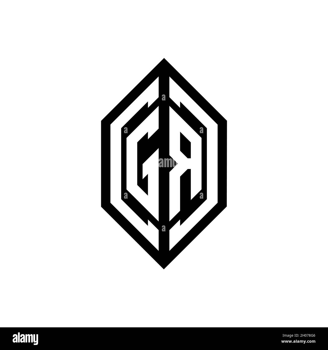 GR logo with geometric shape vector monogram design template isolated on white background Stock Vector
