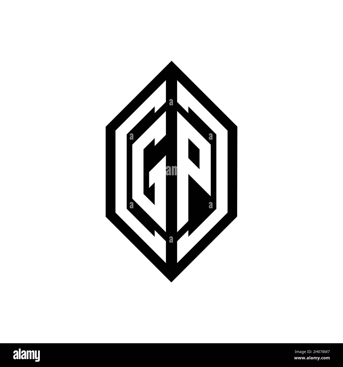 GP logo with geometric shape vector monogram design template isolated on white background Stock Vector