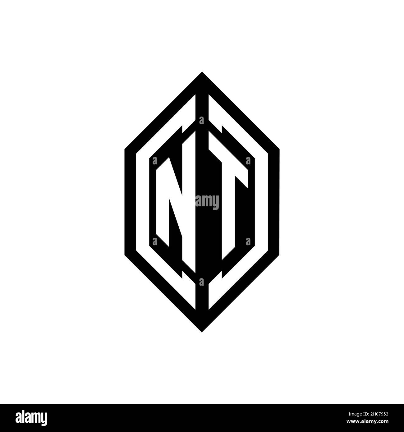 NT logo with geometric shape vector monogram design template isolated on white background Stock Vector