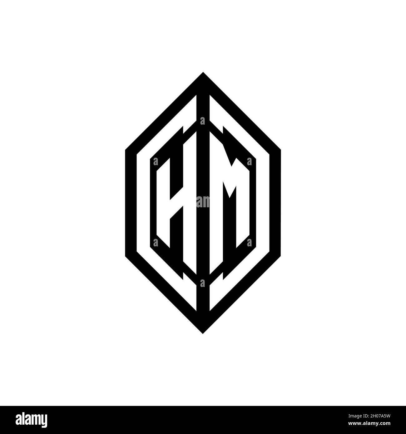 HM logo with geometric shape vector monogram design template isolated on white background Stock Vector