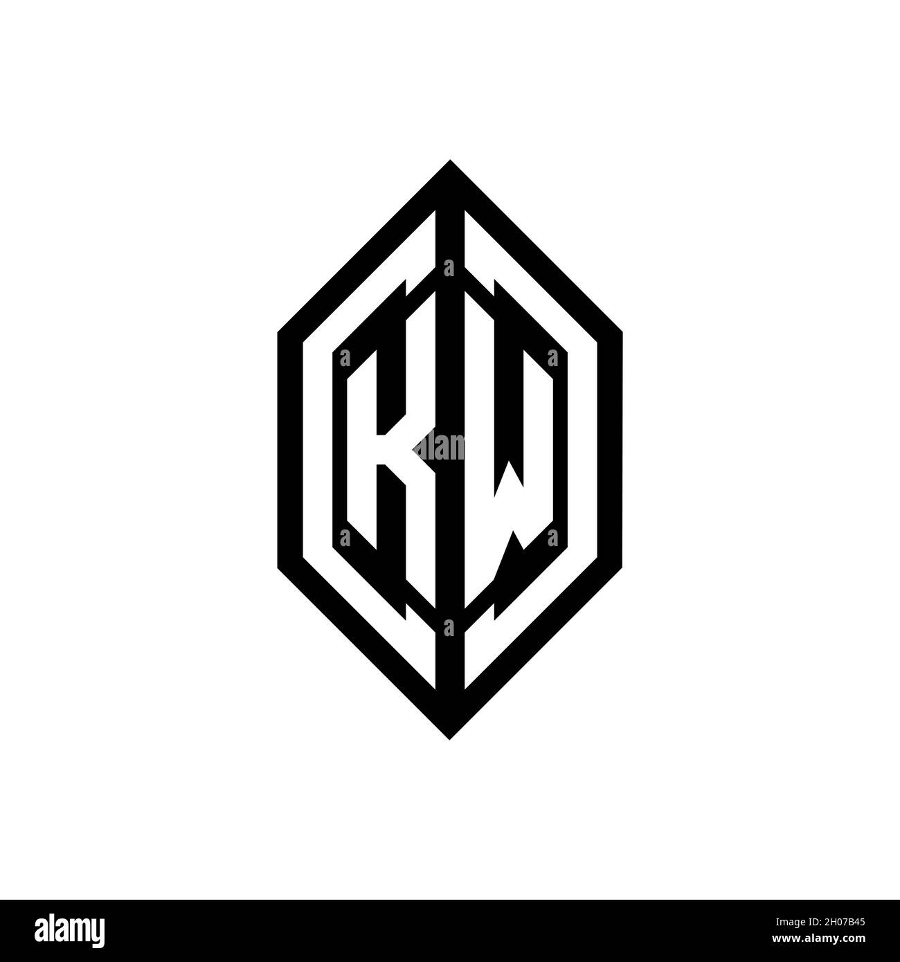 KW logo with geometric shape vector monogram design template isolated on white background Stock Vector
