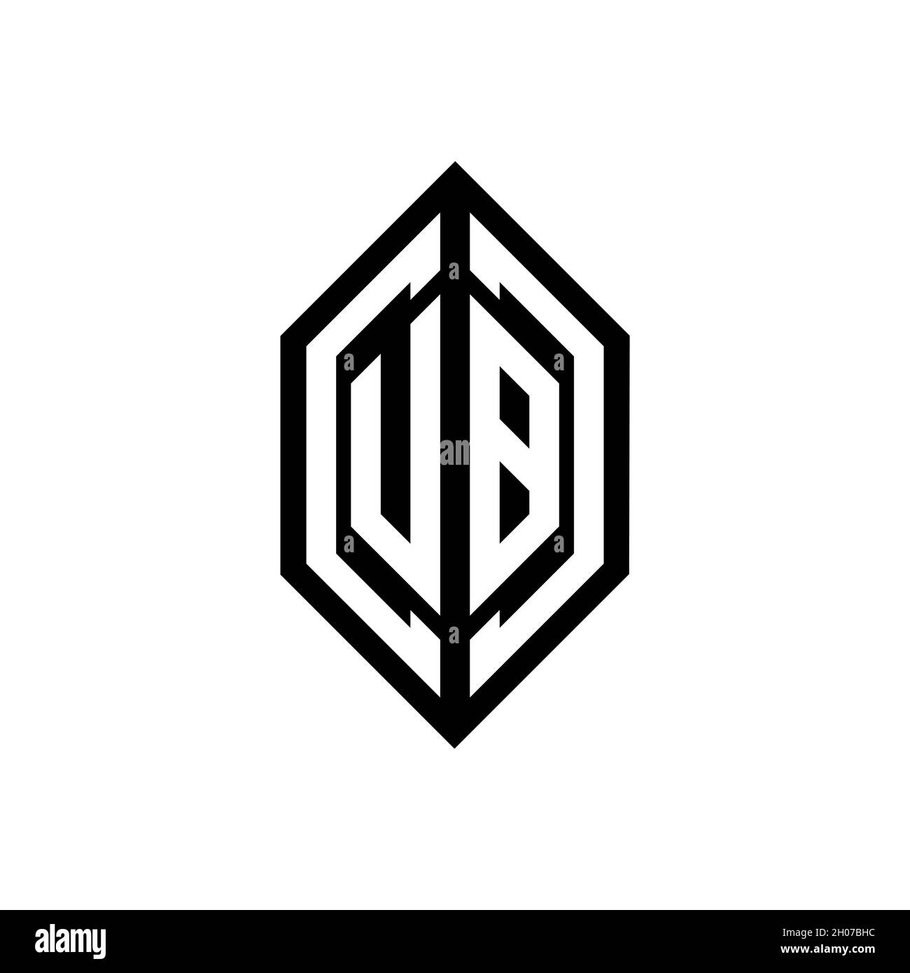 UB logo with geometric shape vector monogram design template isolated on white background Stock Vector