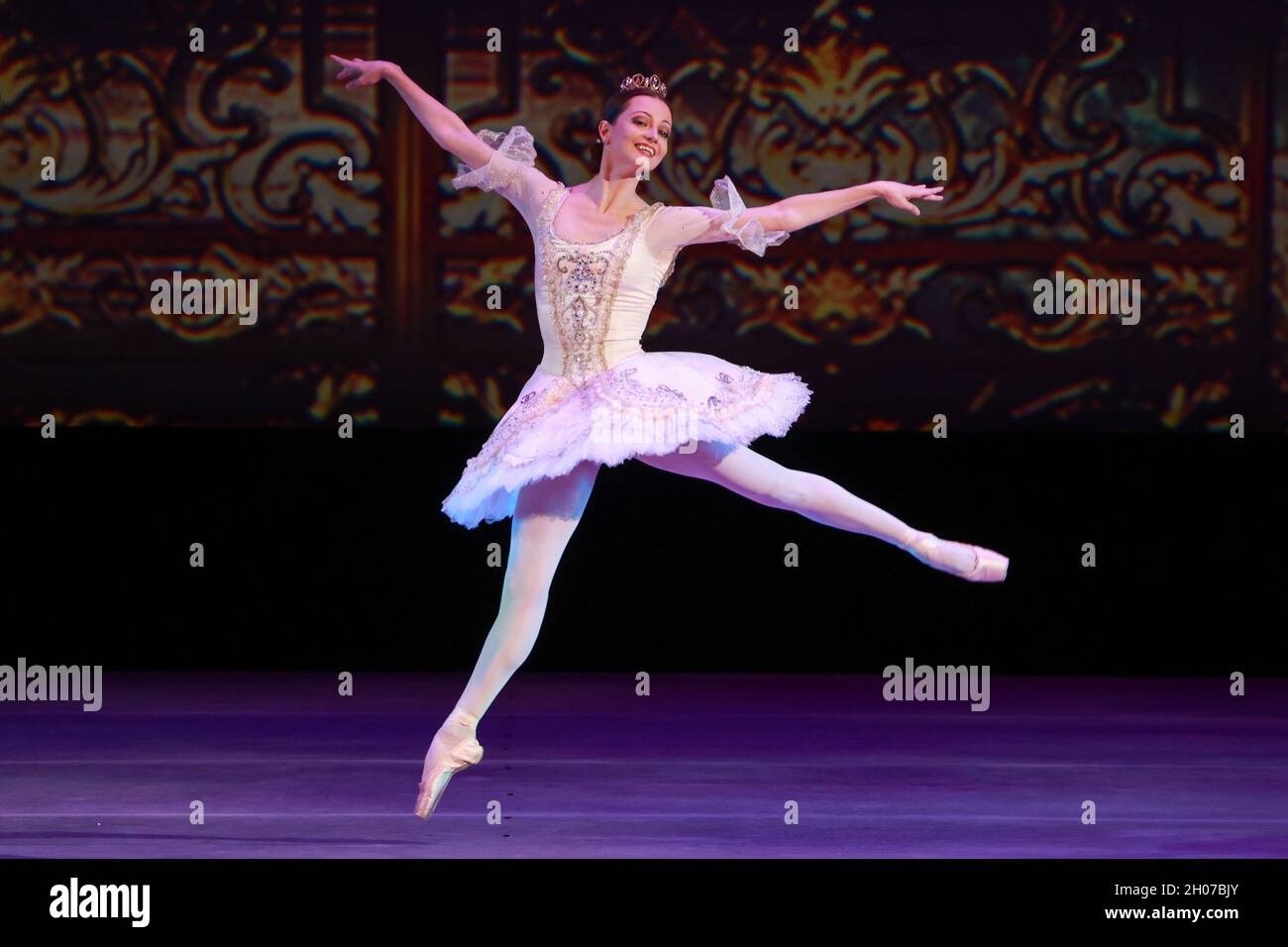 hund historie bruser Moscow, Russia. 11th Oct, 2021. Ballet dancer Nina Kaptsova performs a  scene from the Sleeping Beauty ballet during a gala concert in memory of ballerina  Galina Ulanova, at the State Kremlin Palace;