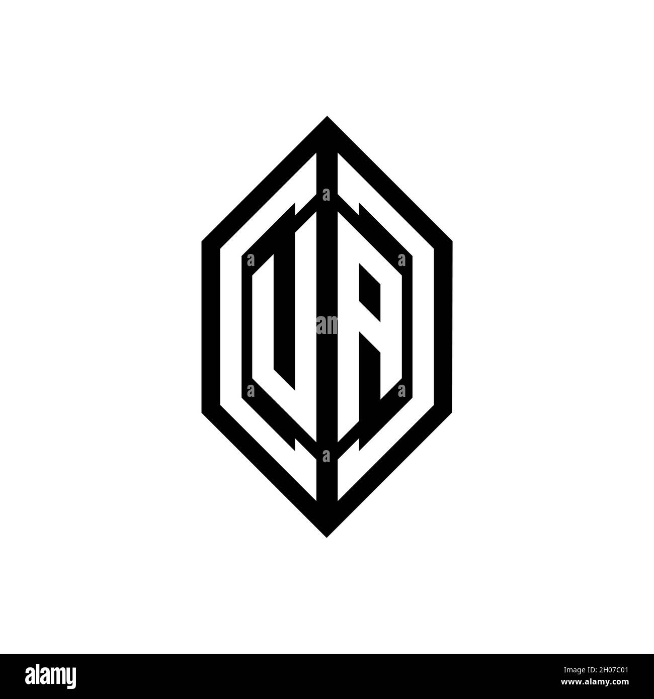 UA logo with geometric shape vector monogram design template isolated on white background Stock Vector