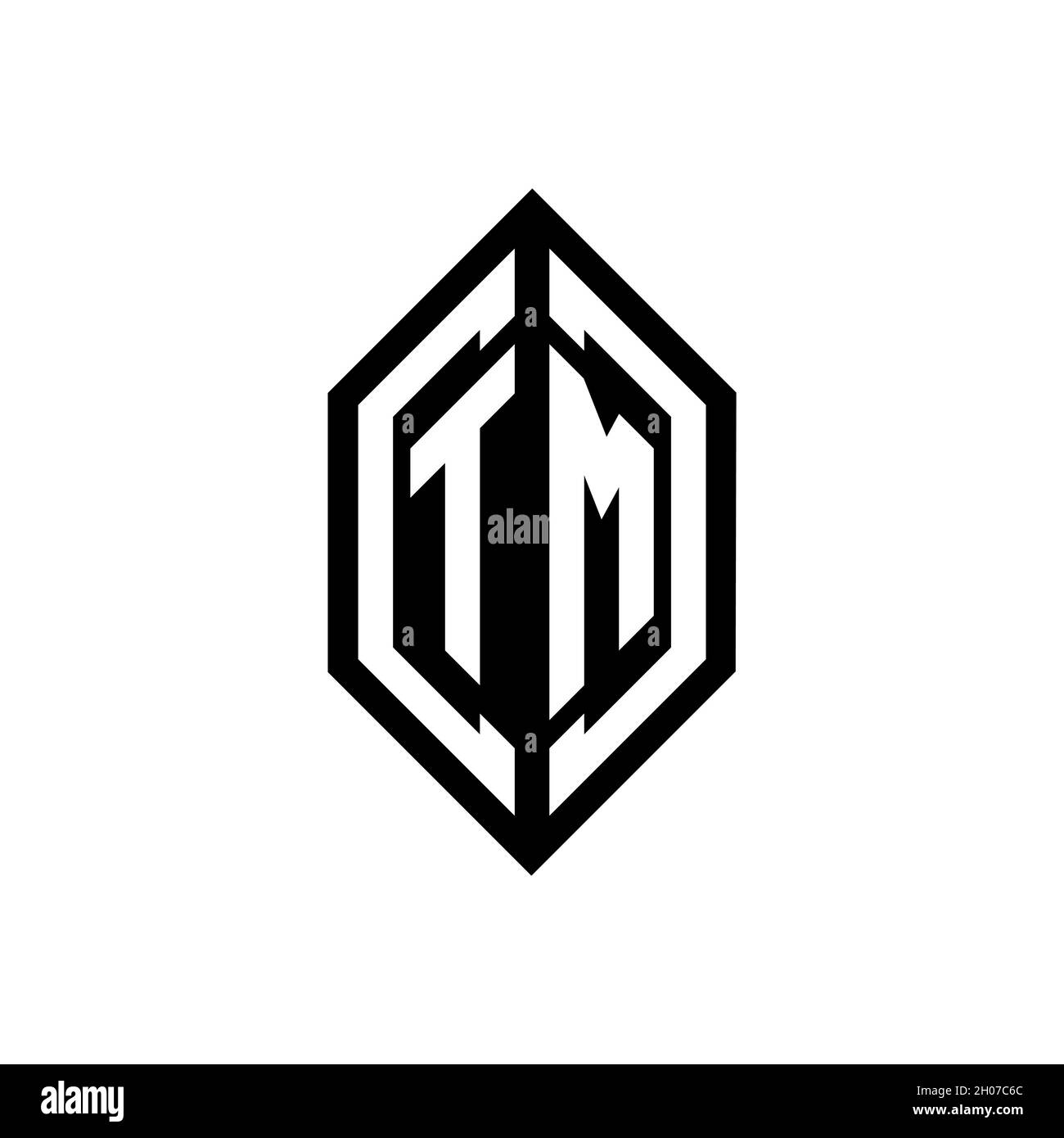 TM logo with geometric shape vector monogram design template isolated on white background Stock Vector