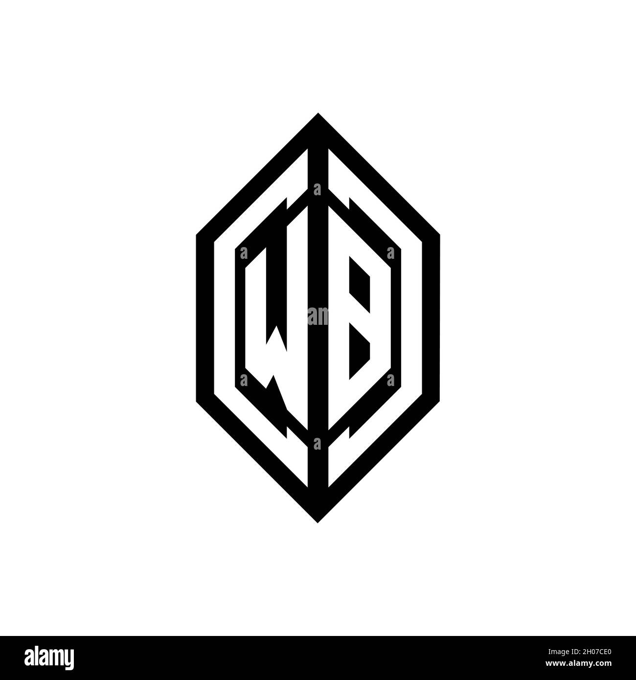 WB logo with geometric shape vector monogram design template isolated on white background Stock Vector
