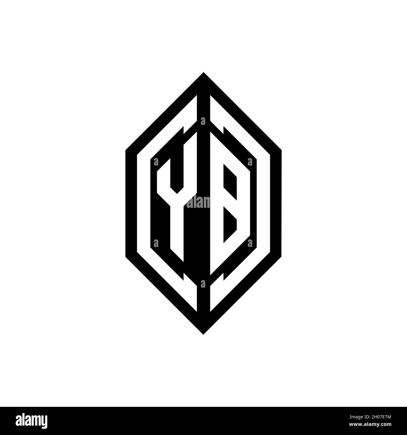 YB logo with geometric shape vector monogram design template isolated