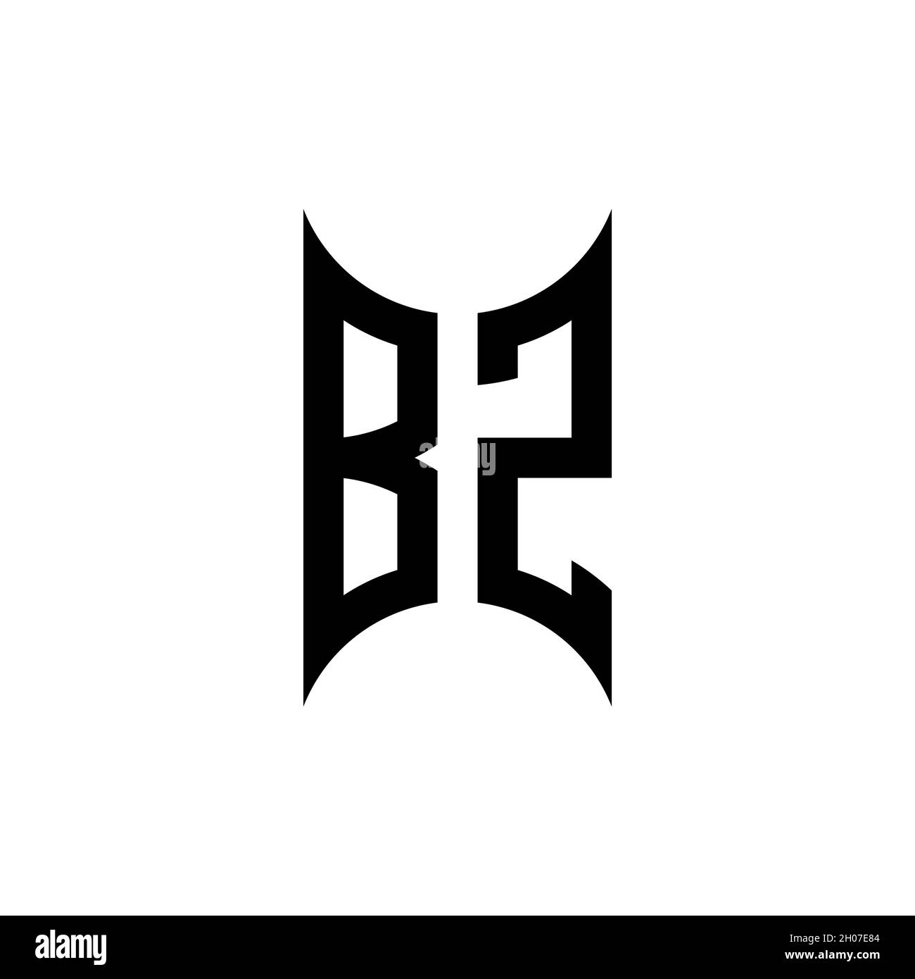 BZ Monogram geometric shape style template. Monogram initial design vector on isolated background Stock Vector
