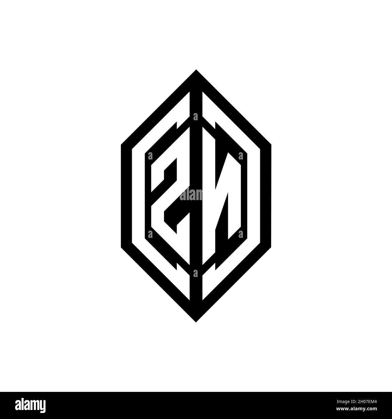 ZN logo with geometric shape vector monogram design template isolated on white background Stock Vector
