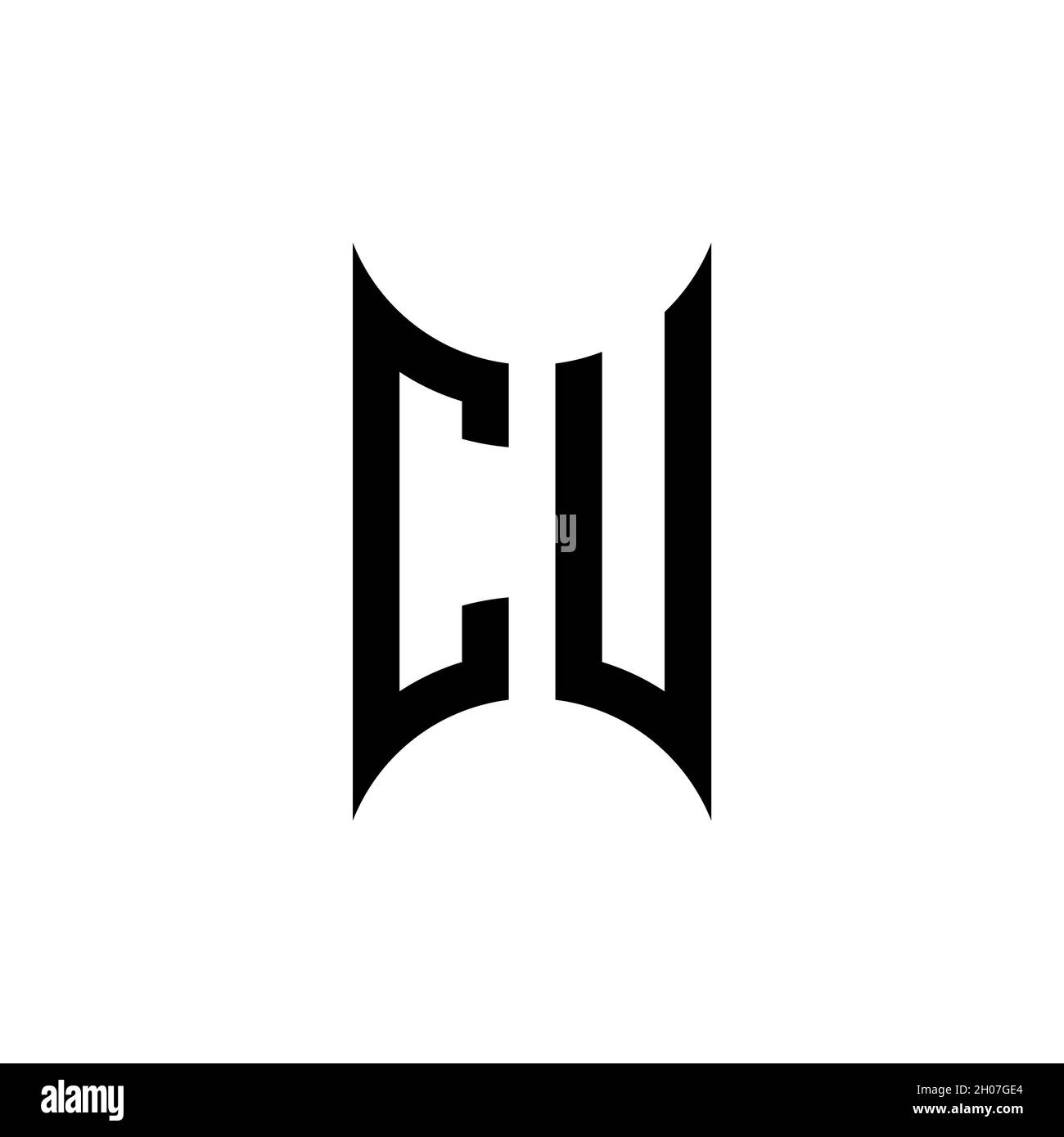 CU Monogram geometric shape style template. Monogram initial design vector on isolated background Stock Vector