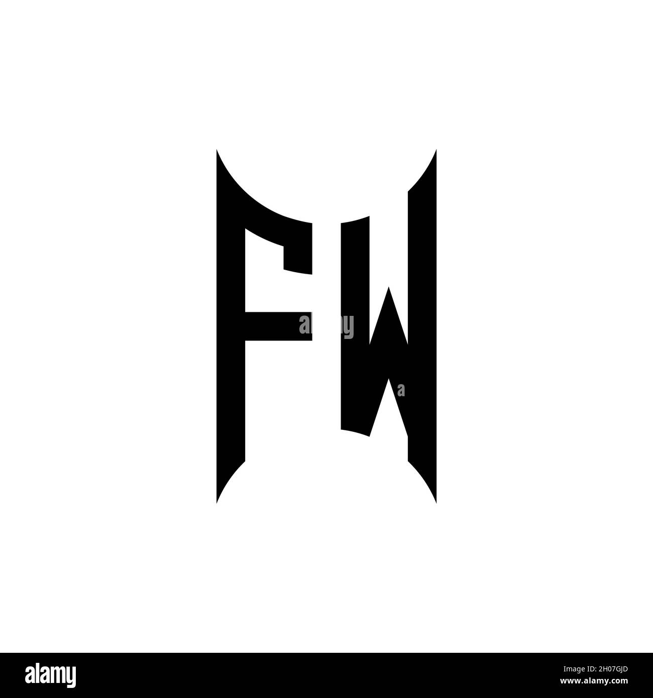 FW Monogram geometric shape style template. Monogram initial design vector on isolated background Stock Vector