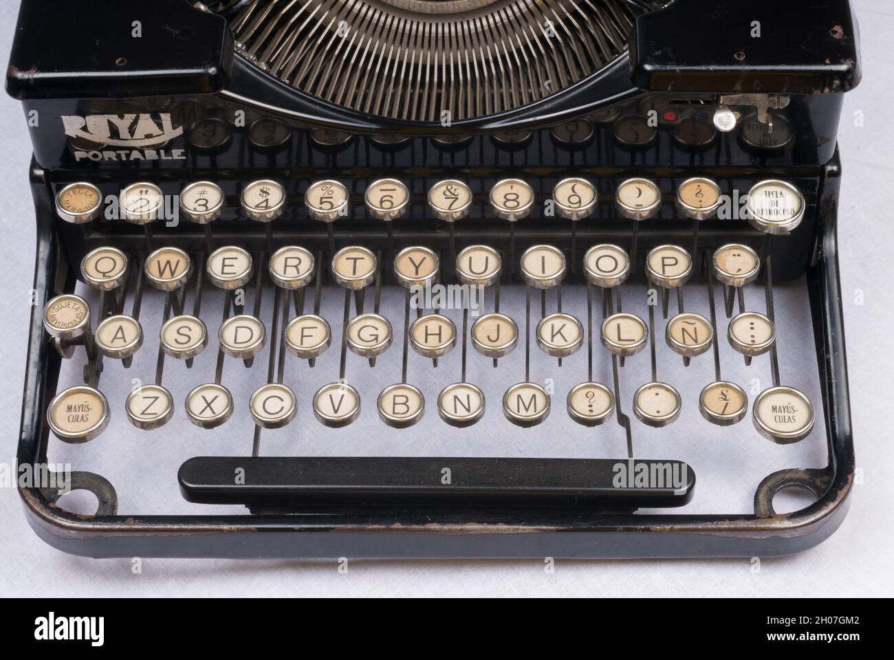 Keyboard and typewriter keys, detail. Evolution of technology in