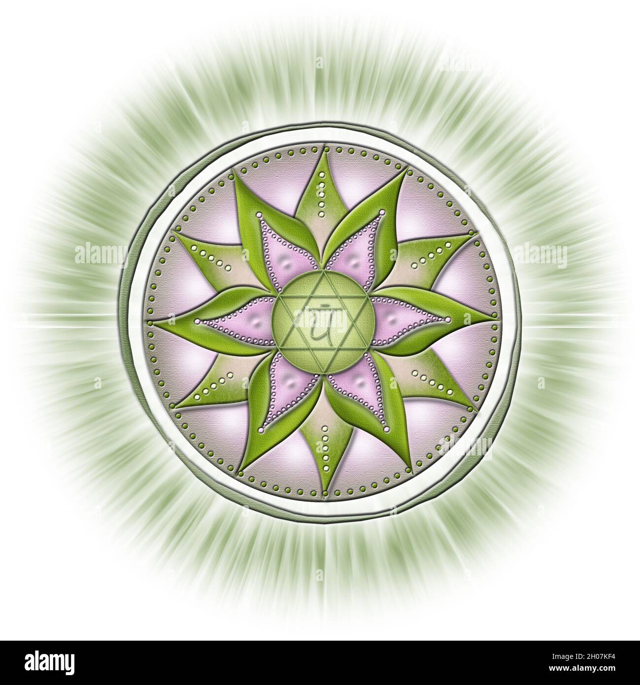 Vector fourth heart Anahata chakra sanskrit seed mantra Yam