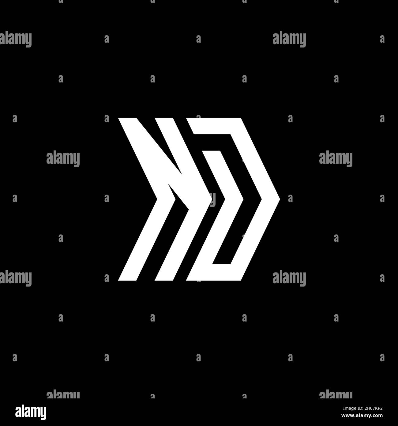 ND Monogram geometric shape style template. Monogram initial design vector on isolated background Stock Vector