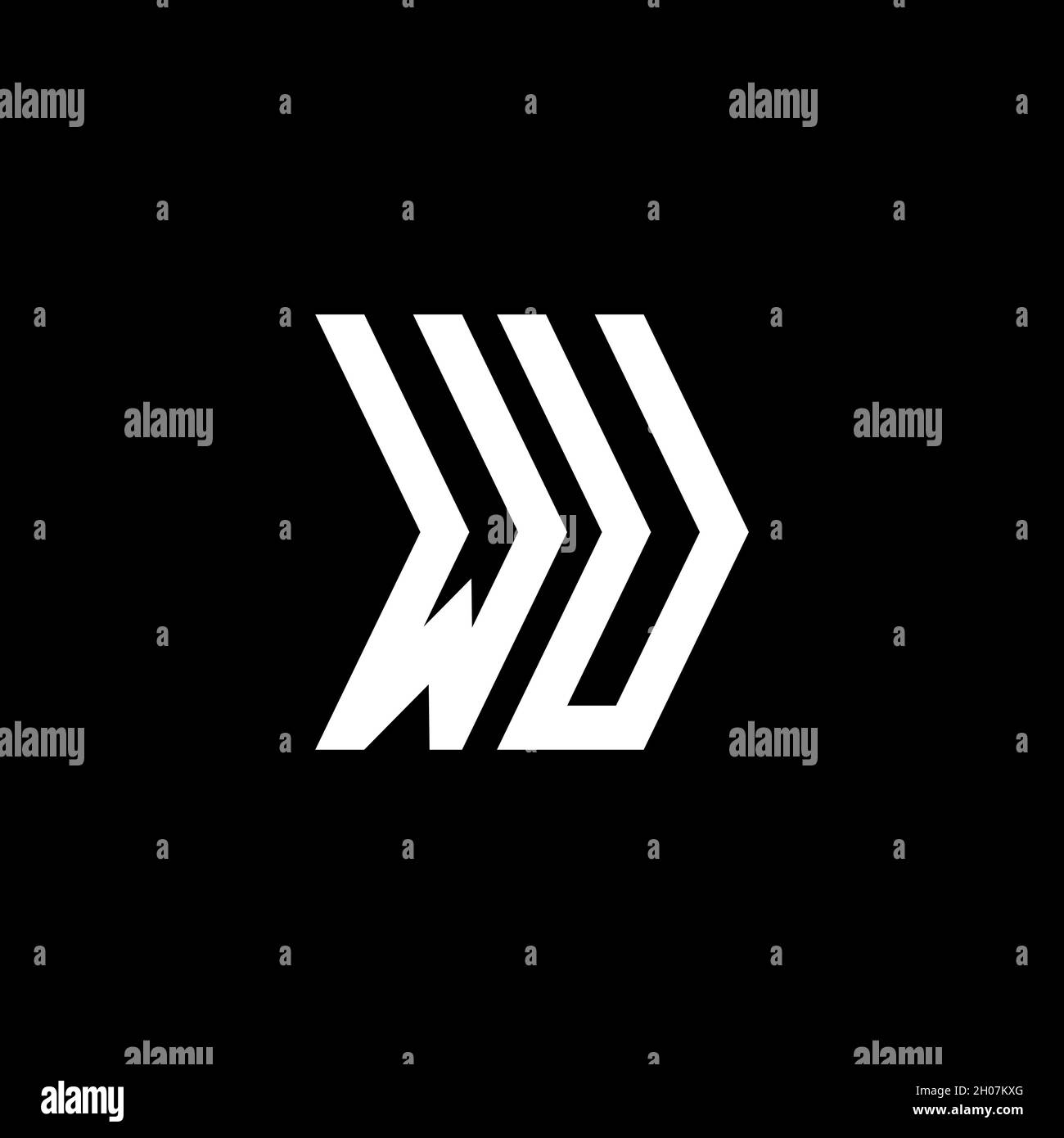WU Monogram geometric shape style template. Monogram initial design vector on isolated background Stock Vector