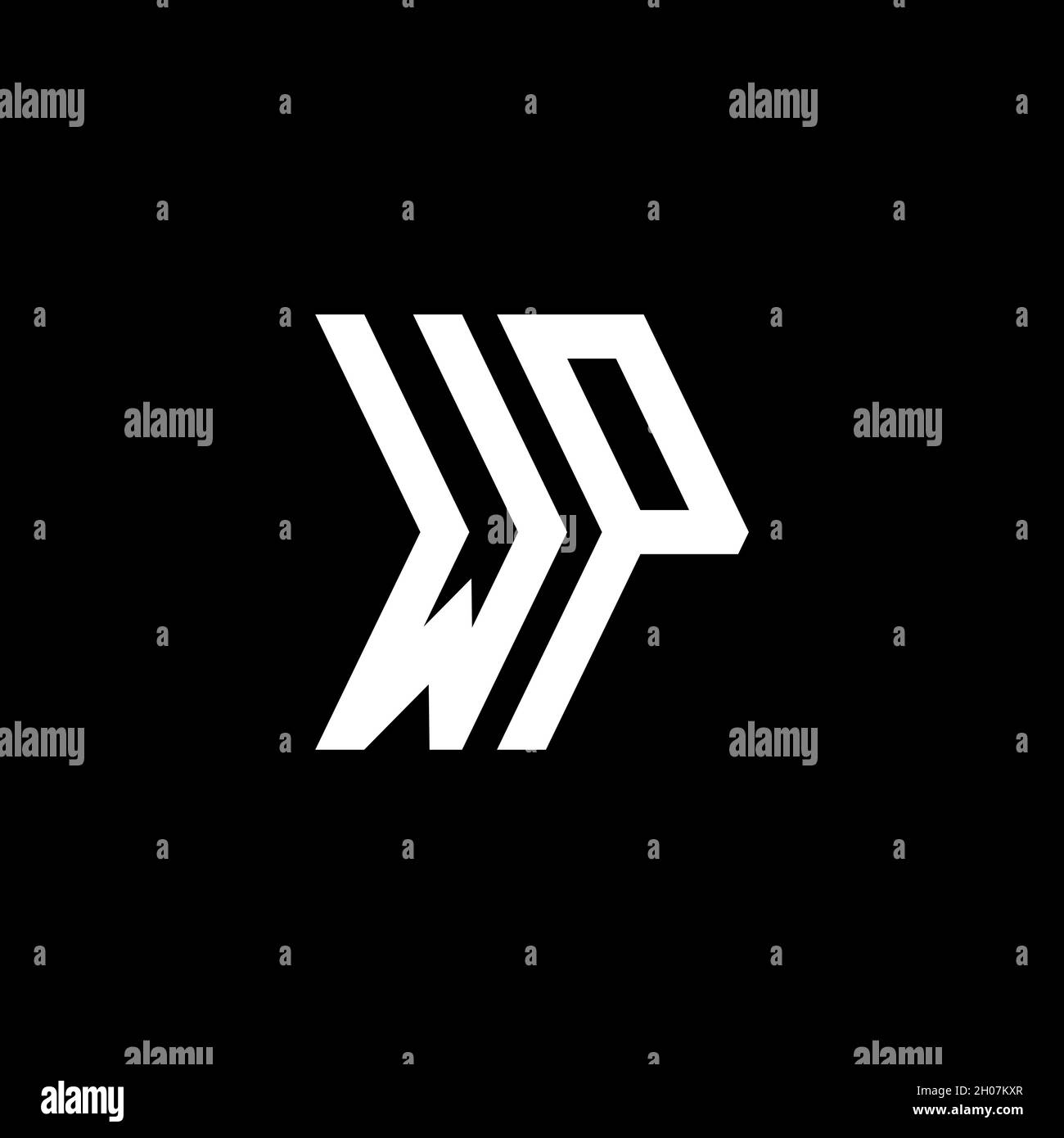 WP Monogram geometric shape style template. Monogram initial design vector on isolated background Stock Vector