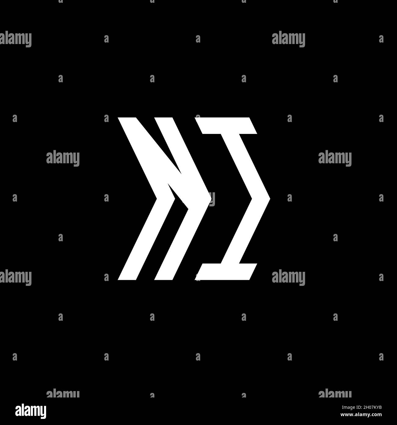 NI Monogram geometric shape style template. Monogram initial design vector on isolated background Stock Vector