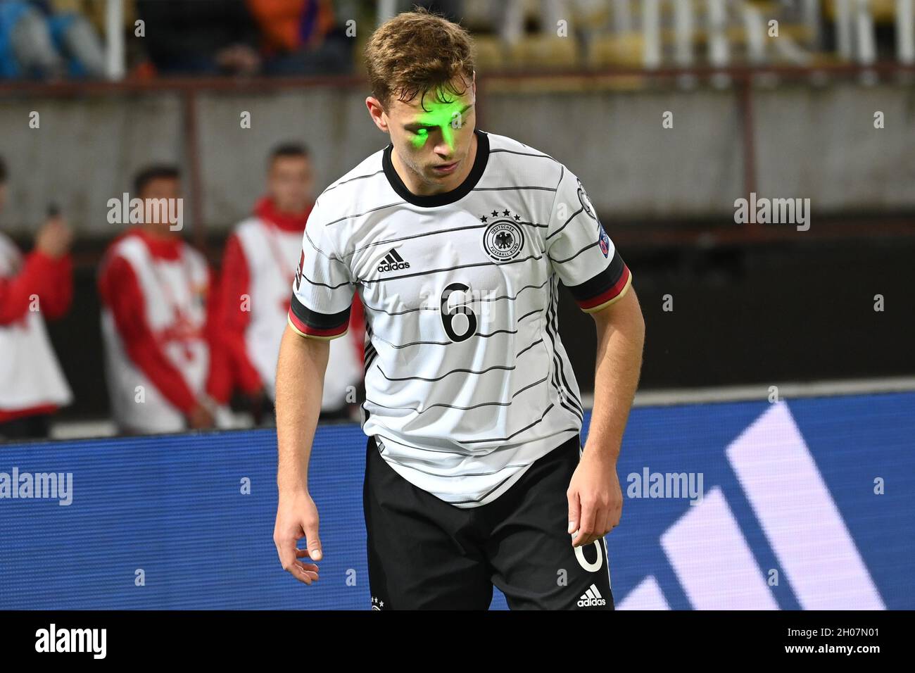 Skopje North Macedonia 11th Oct 21 Football World Cup Qualification Europe North Macedonia Germany Group Stage Group J Matchday 8 At Telekom Arena Germany S Joshua Kimmich Is Blinded By A Laser