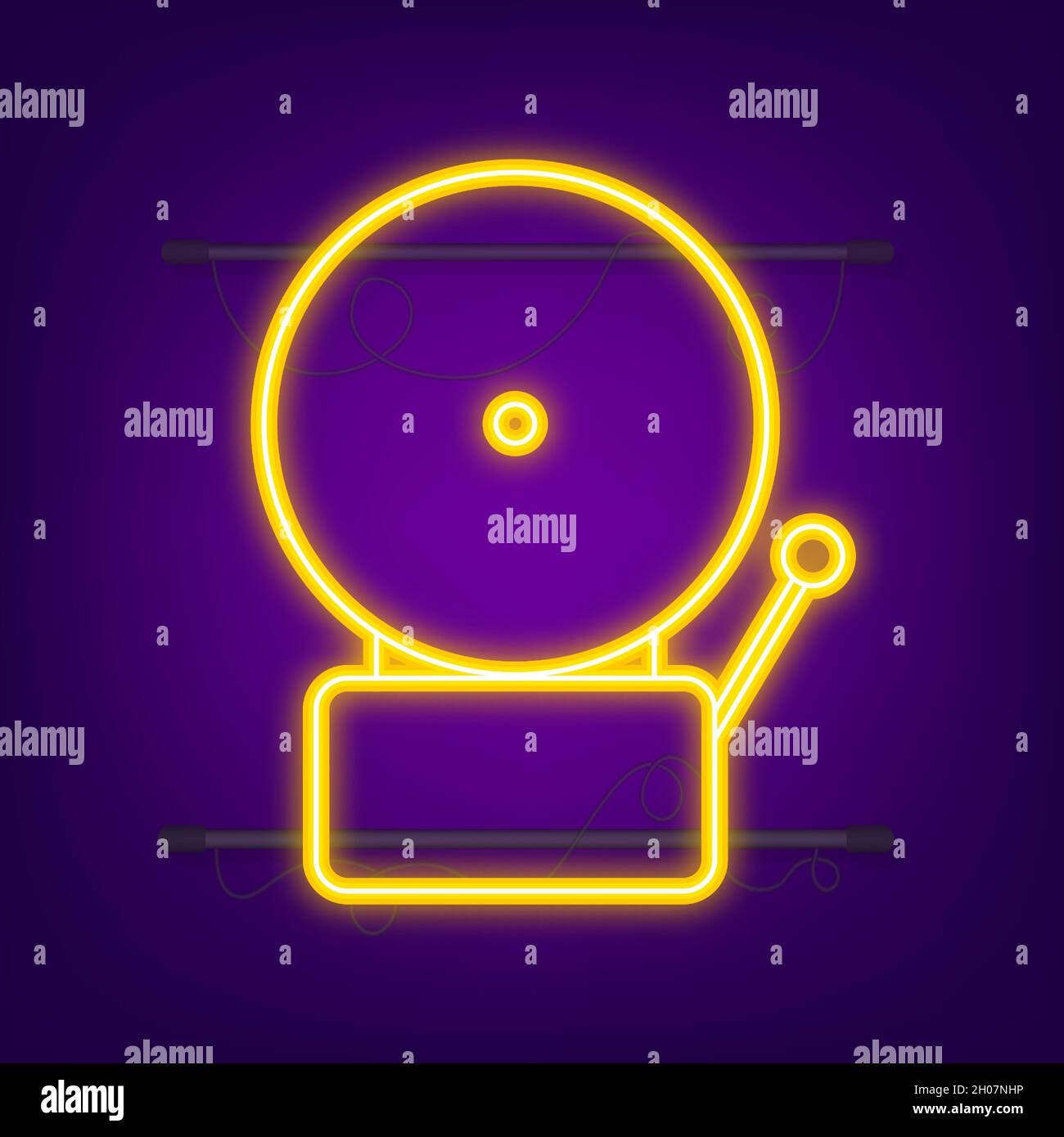 Fire alarm system. Fire equipment. Neon style. Vector illustration Stock Vector