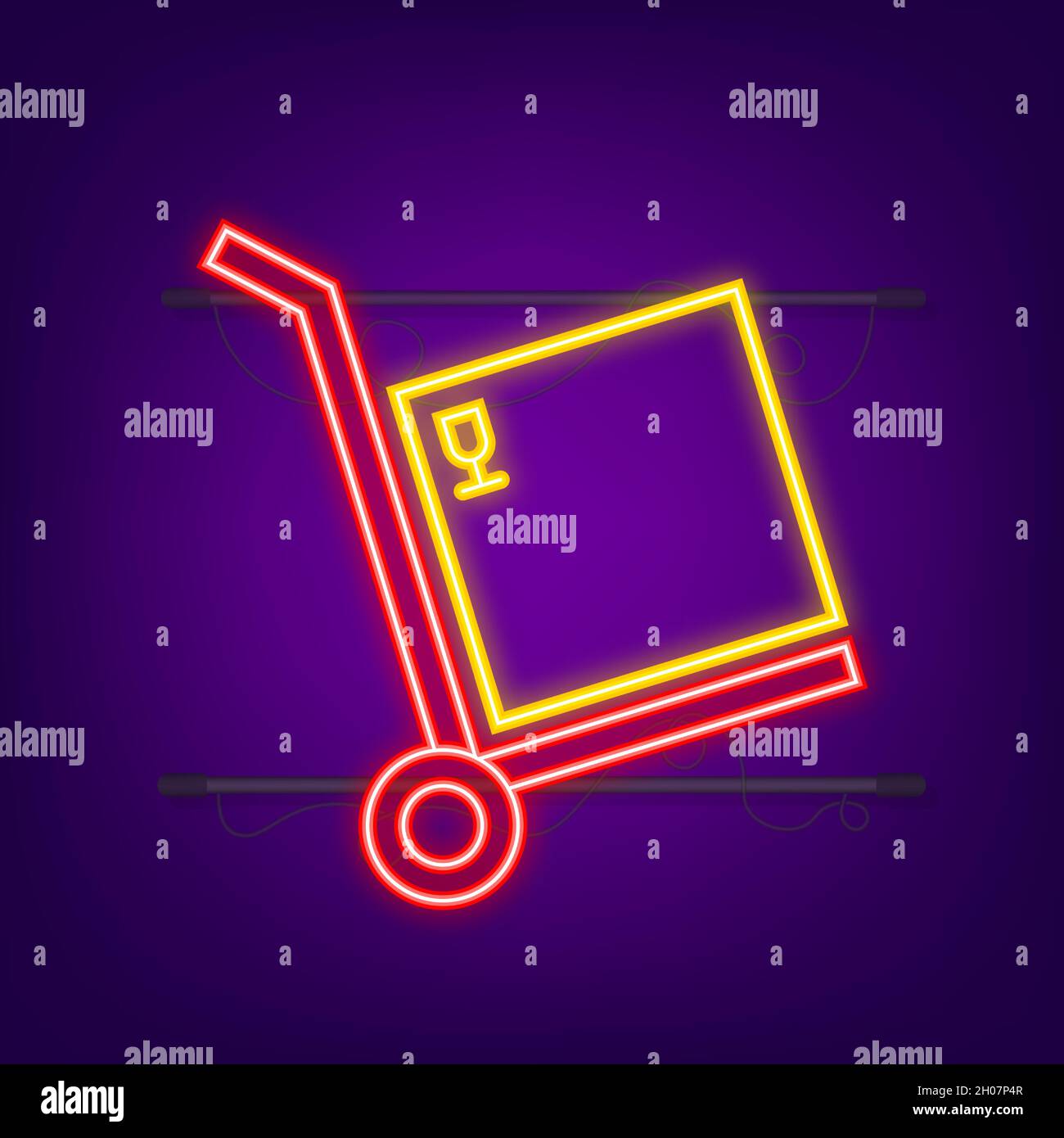 Delivery neon icon. Delivery service. Fast courier. Truck icon set. Vector stock illustration Stock Vector