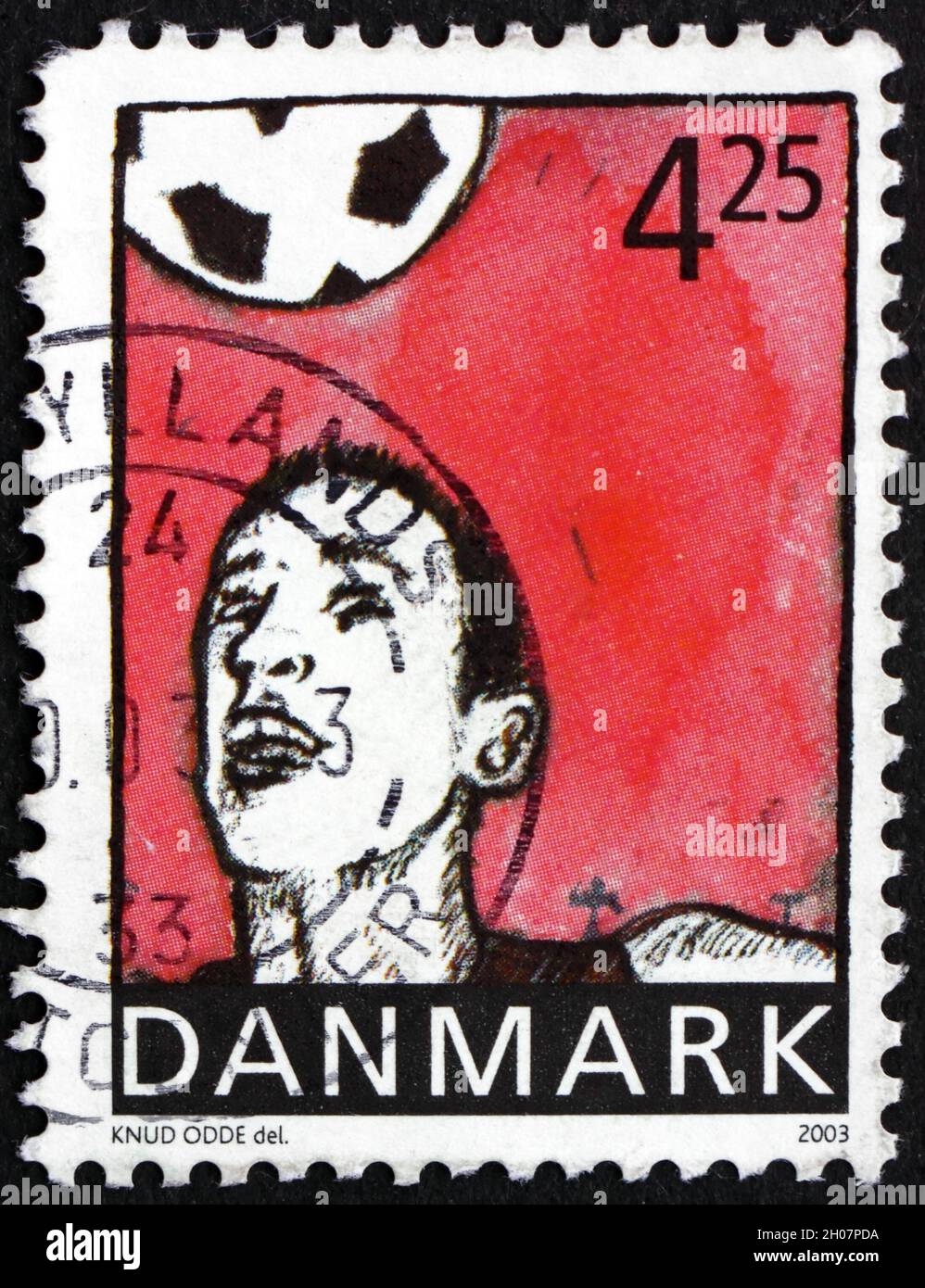 DENMARK - CIRCA 2003: a stamp printed in Denmark shows Soccer, Youth Sport, circa 2003 Stock Photo