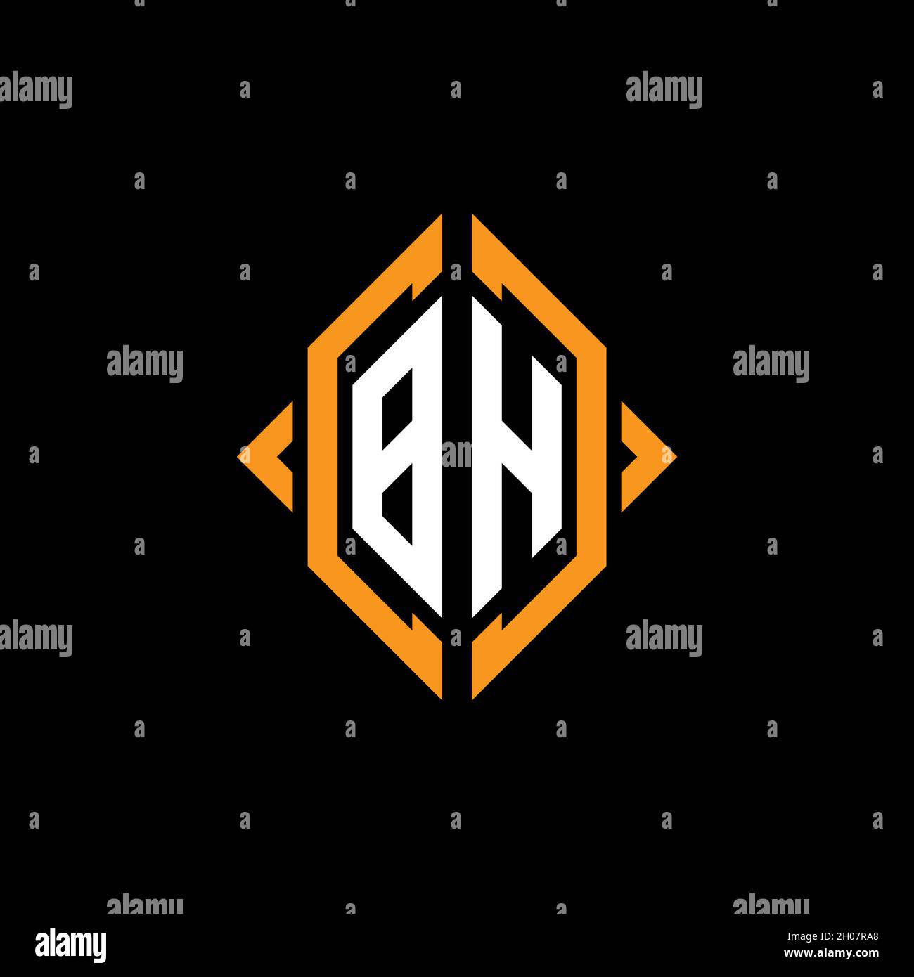 BI Monogram geometric shape style template. Monogram initial design vector on isolated background Stock Vector