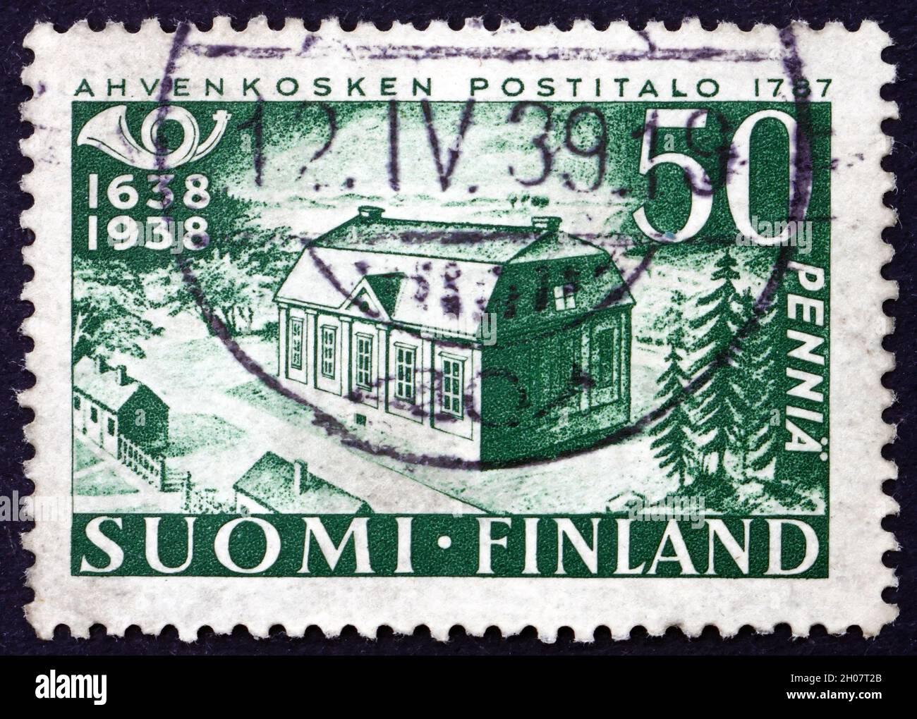 FINLAND - CIRCA 1938: a stamp printed in Finland shows Early Post ...