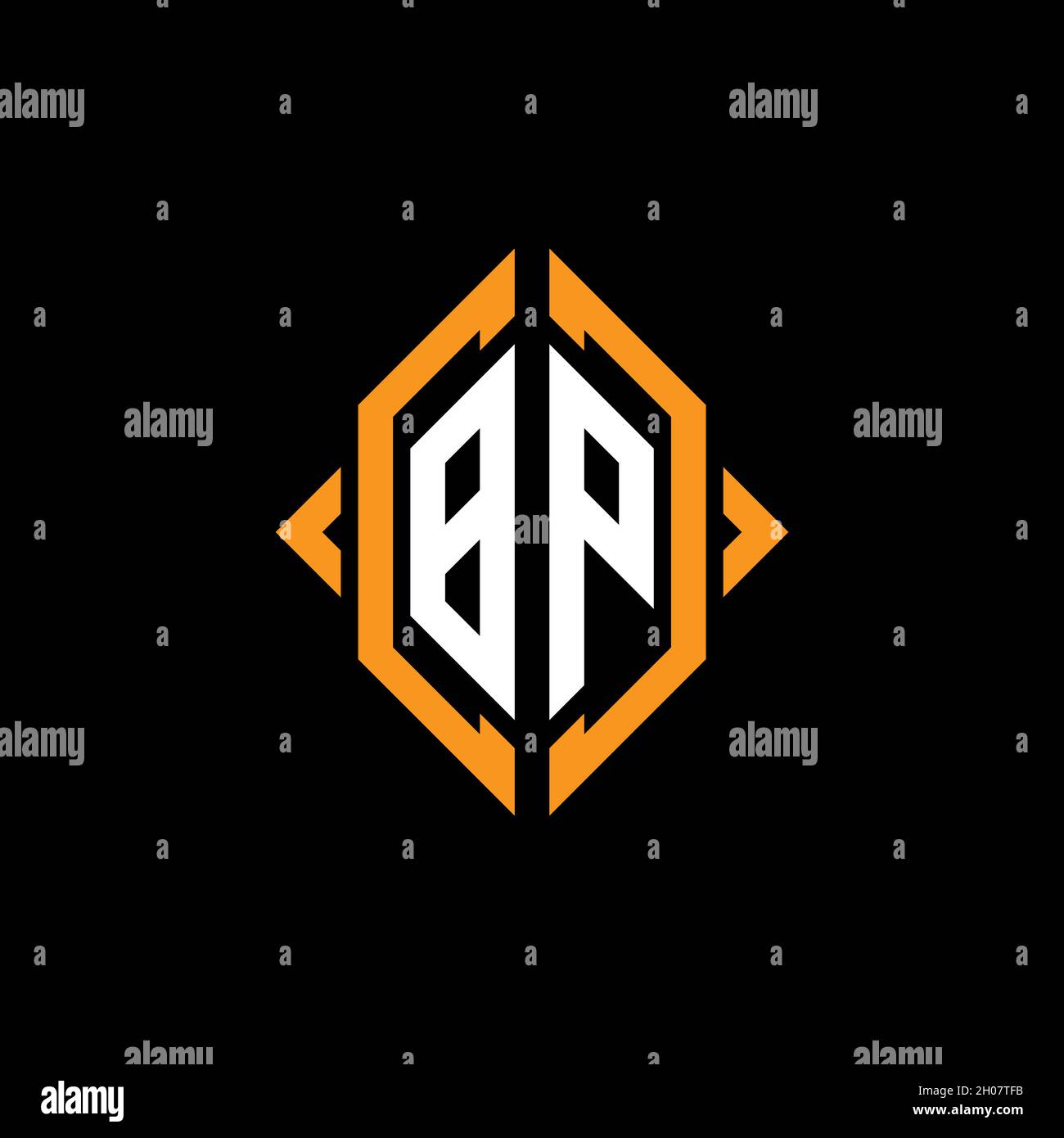 BP Monogram geometric shape style template. Monogram initial design ...