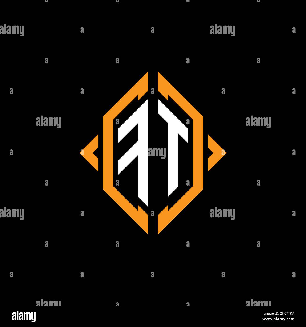 FT Monogram geometric shape style template. Monogram initial design vector on isolated background Stock Vector