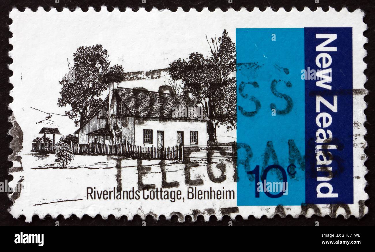 NEW ZEALAND CIRCA 1979 a stamp printed in New Zealand shows Riverlands Cottage, Blenheim
