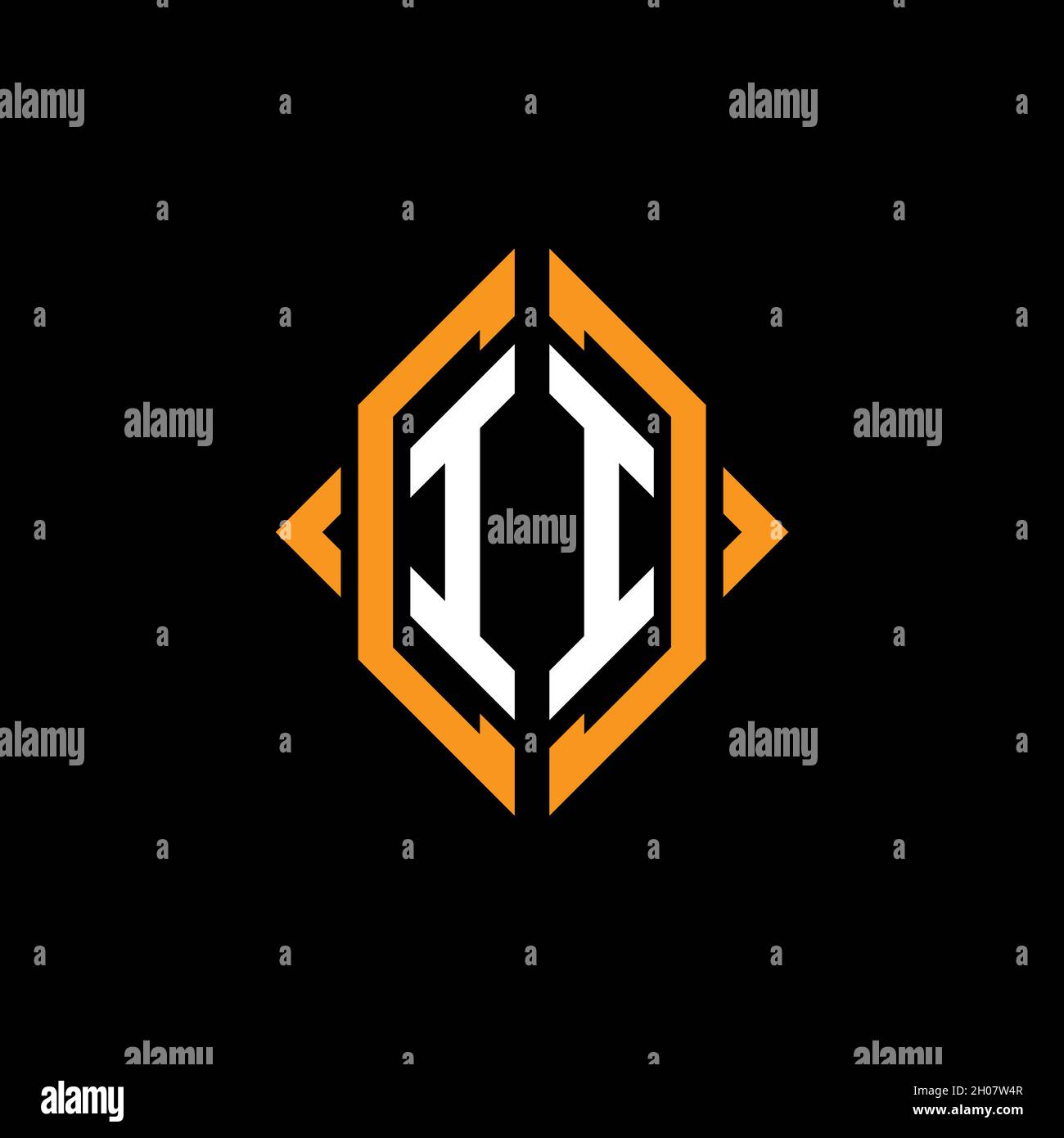 II Monogram geometric shape style template. Monogram initial design vector on isolated background Stock Vector