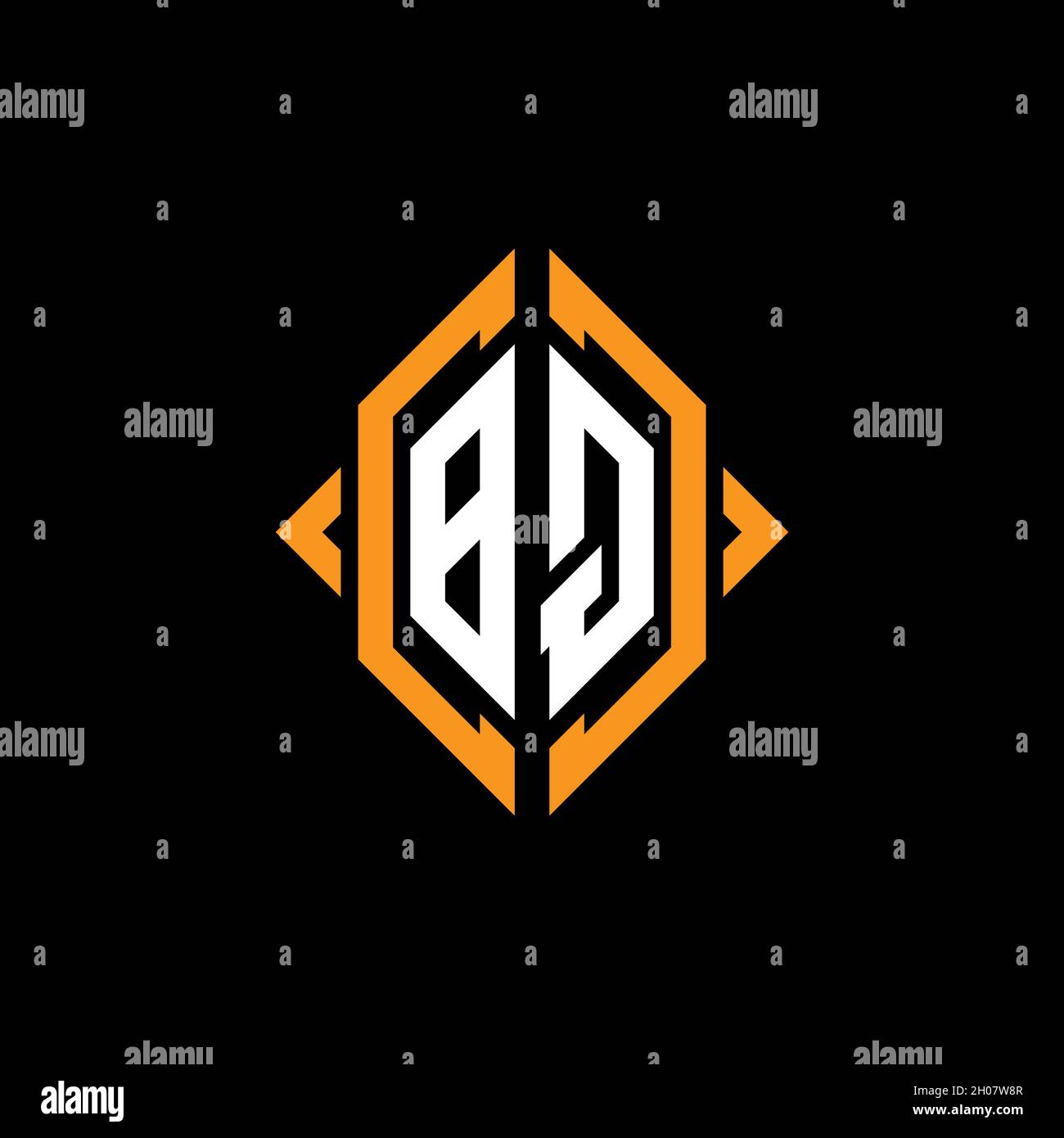 BQ Monogram geometric shape style template. Monogram initial design vector on isolated background Stock Vector