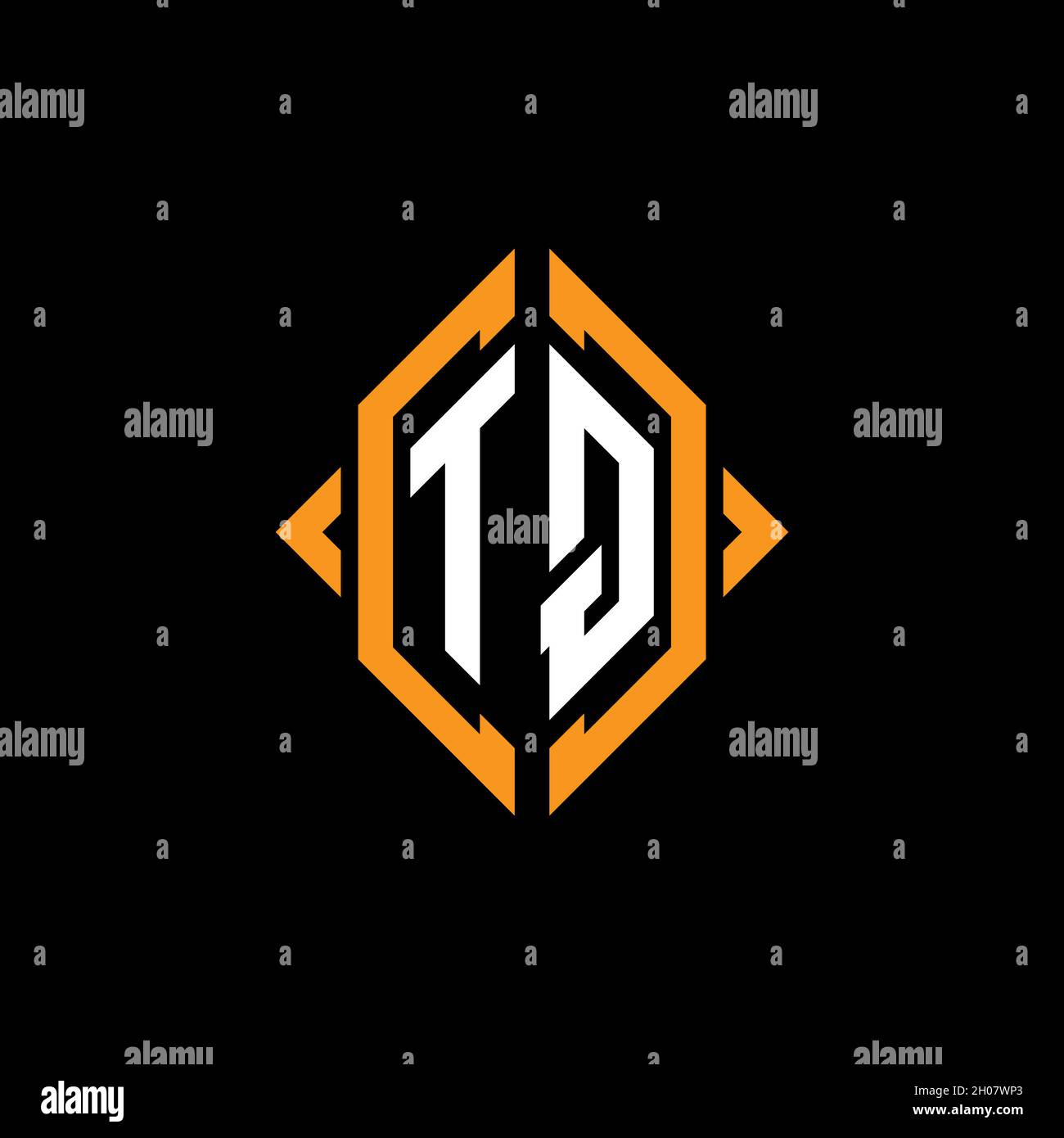 TQ Monogram geometric shape style template. Monogram initial design vector on isolated background Stock Vector