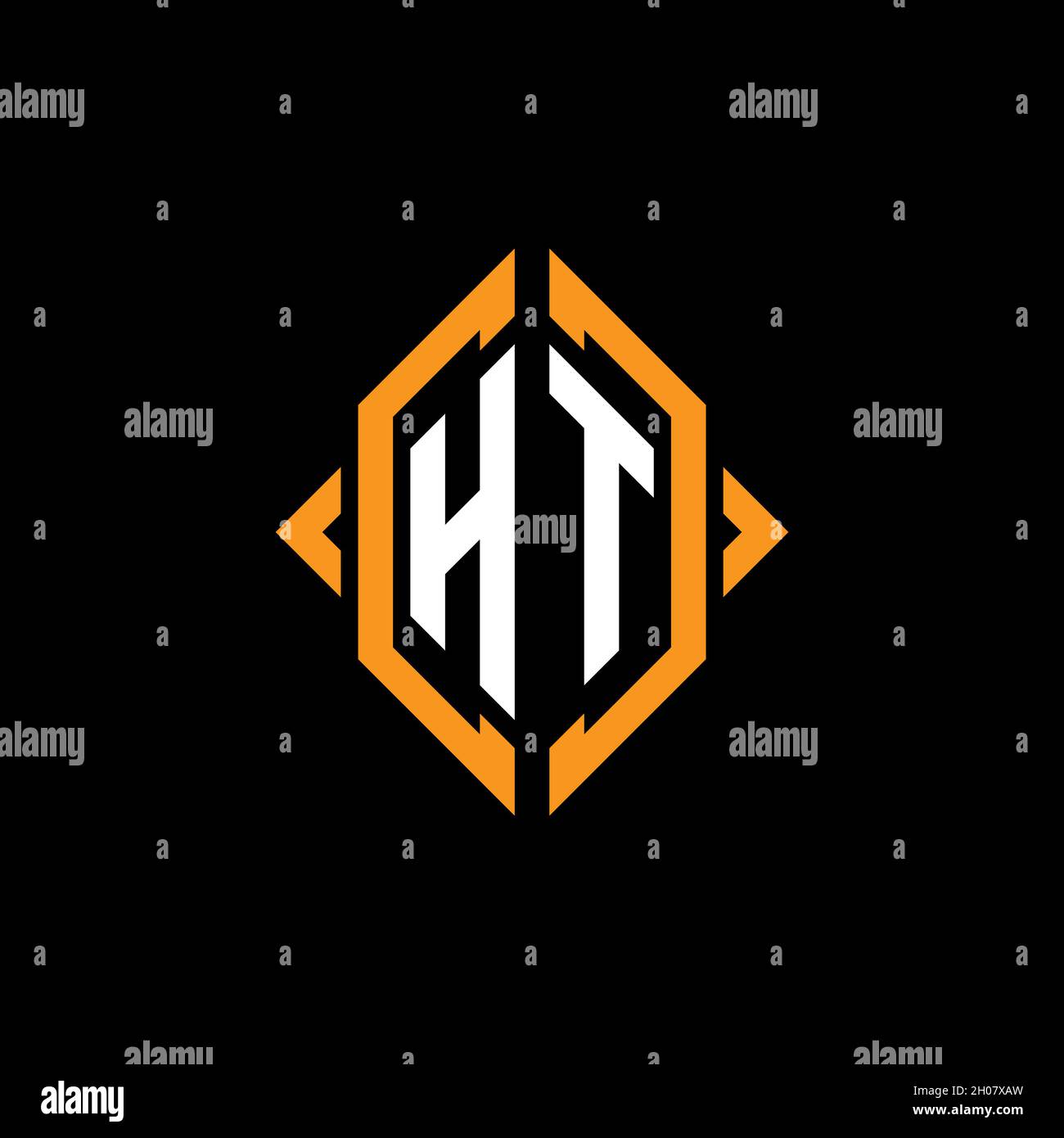 HT Monogram geometric shape style template. Monogram initial design vector on isolated background Stock Vector