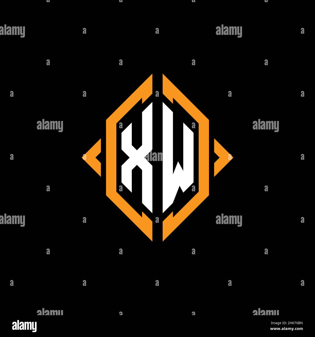 XW Monogram geometric shape style template. Monogram initial design vector on isolated background Stock Vector