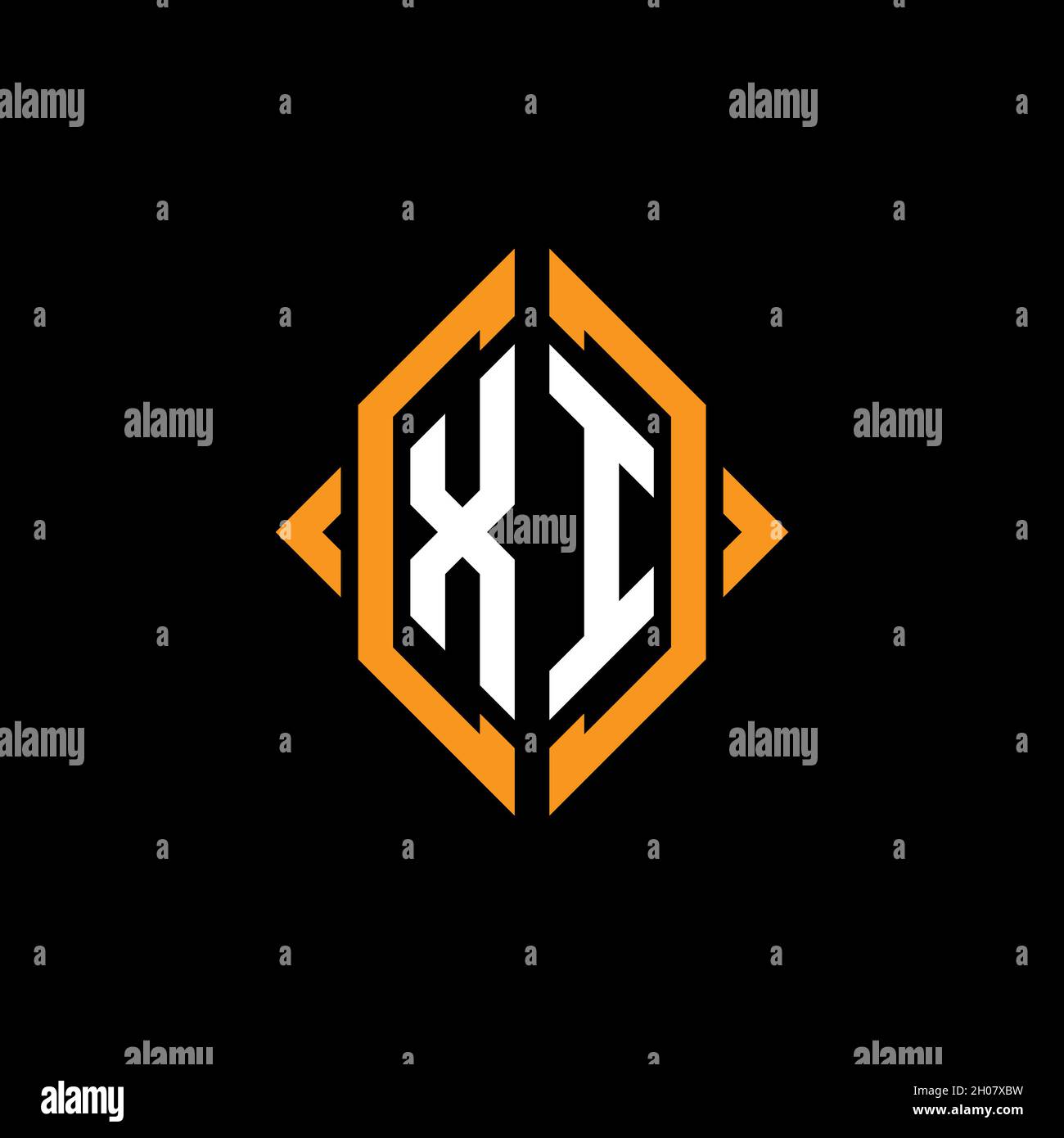 XI Monogram geometric shape style template. Monogram initial design vector on isolated background Stock Vector