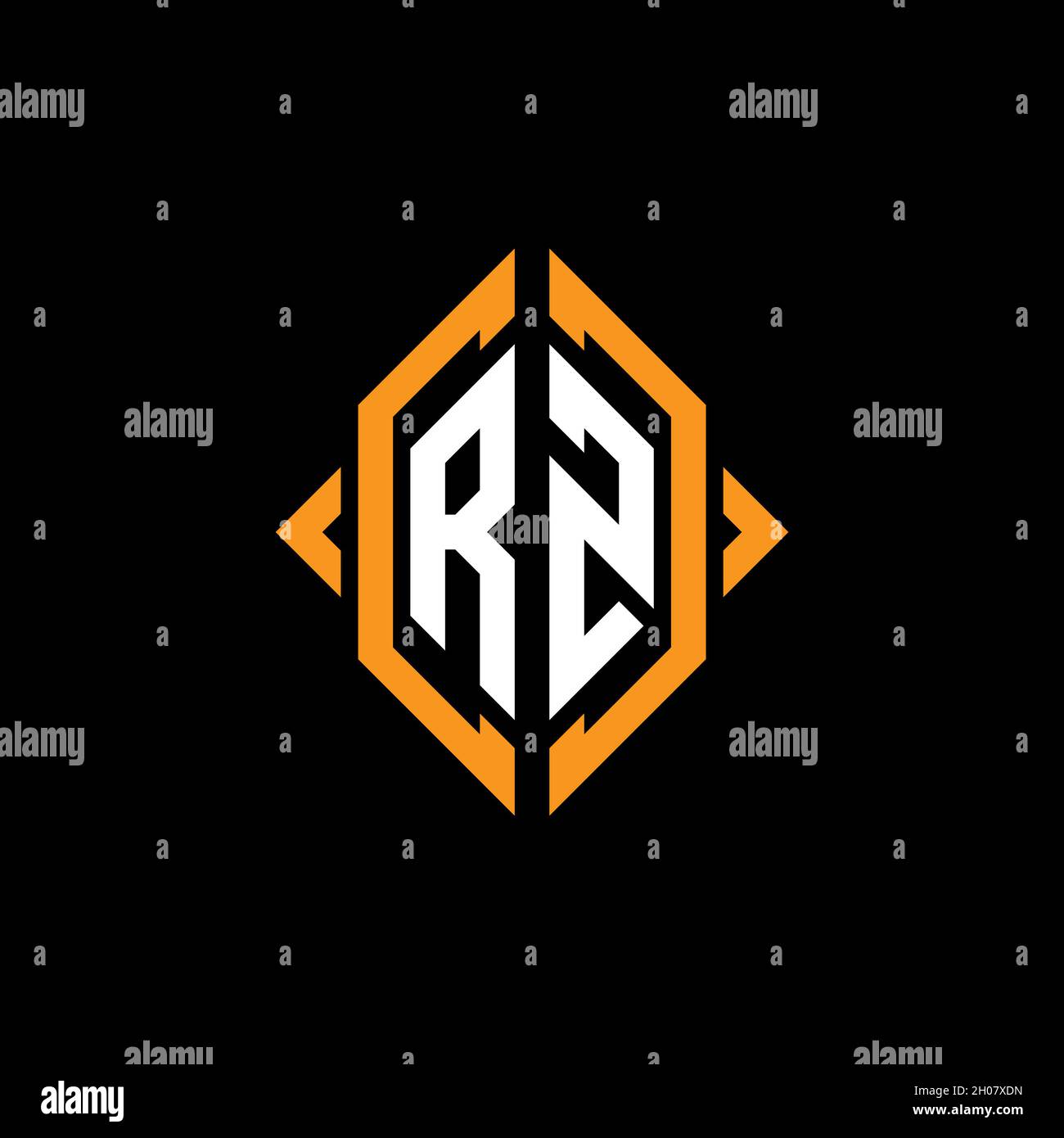 RZ Monogram geometric shape style template. Monogram initial design ...
