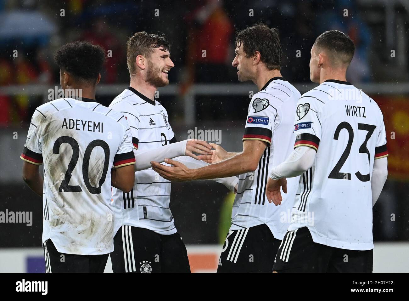 Skopje North Macedonia 11th Oct 21 Football World Cup Qualification Europe North Macedonia Germany Group Stage Group J Matchday 8 At Telekom Arena Germany S Timo Werner 2nd From Left Is Celebrated