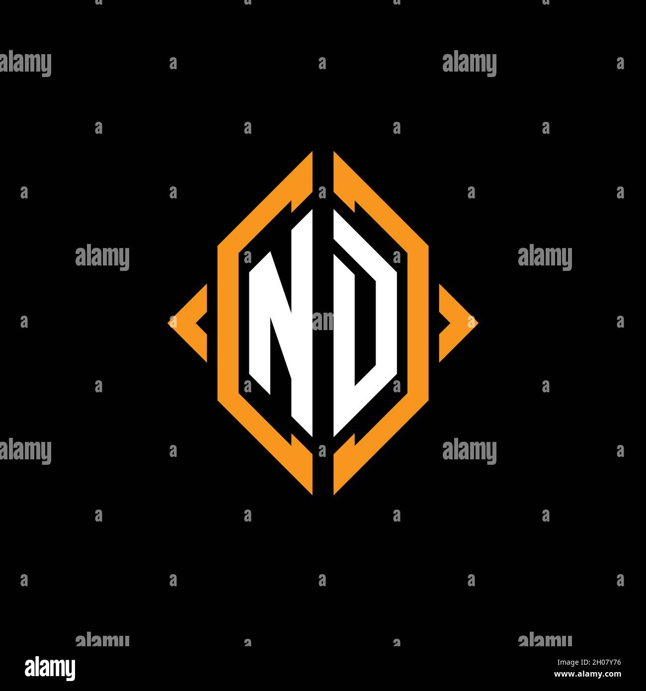 ND Monogram geometric shape style template. Monogram initial design vector on isolated background Stock Vector