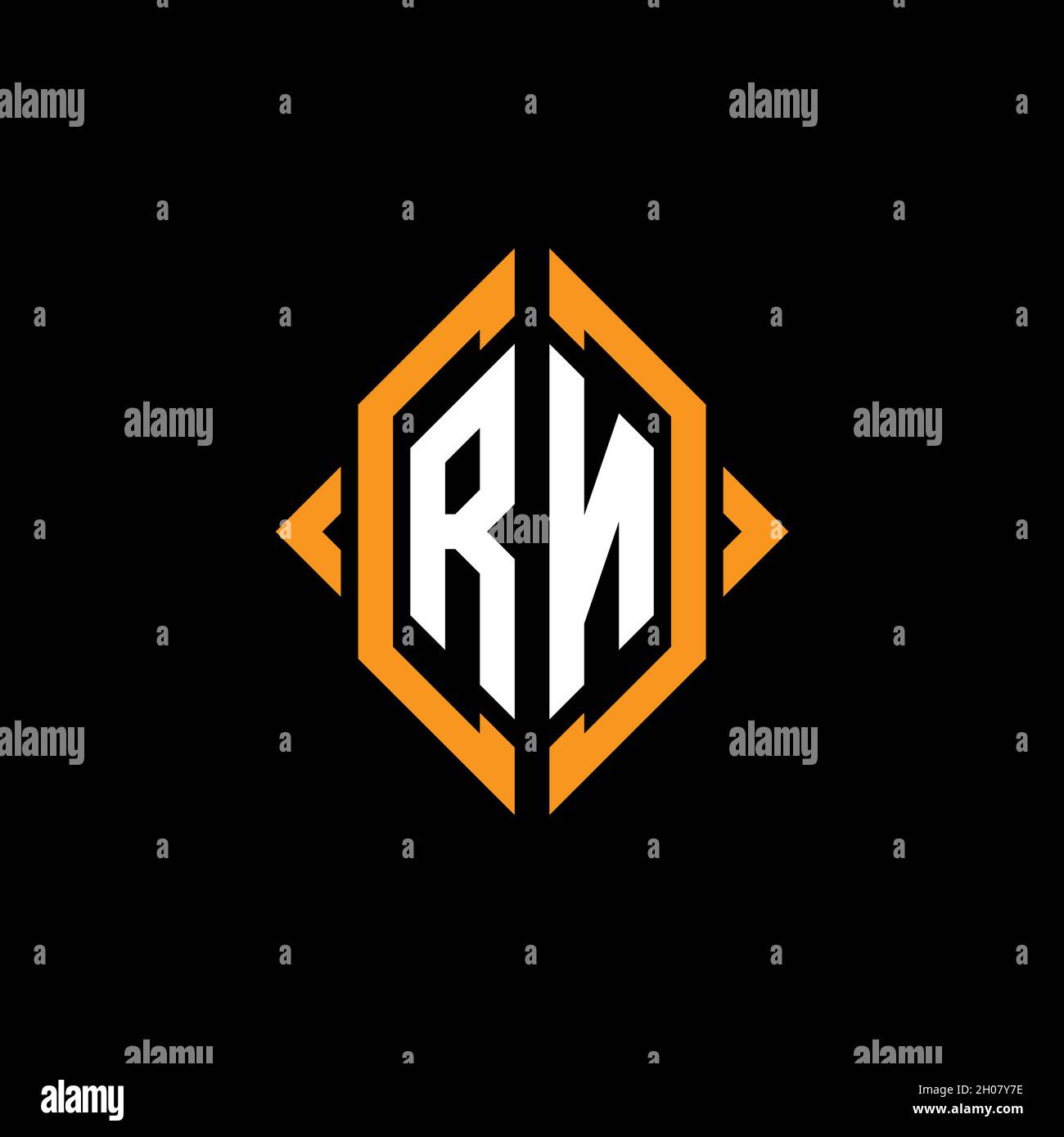 RN Monogram geometric shape style template. Monogram initial design vector on isolated background Stock Vector