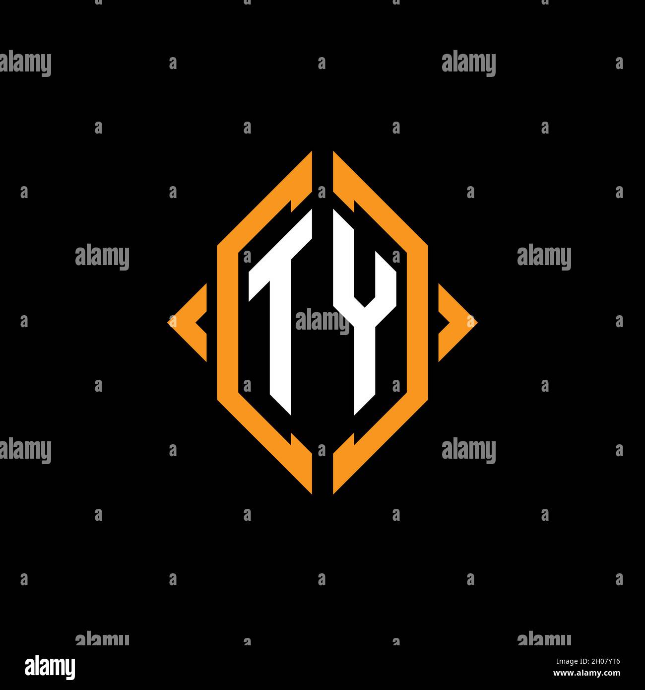 TY Monogram geometric shape style template. Monogram initial design vector on isolated background Stock Vector