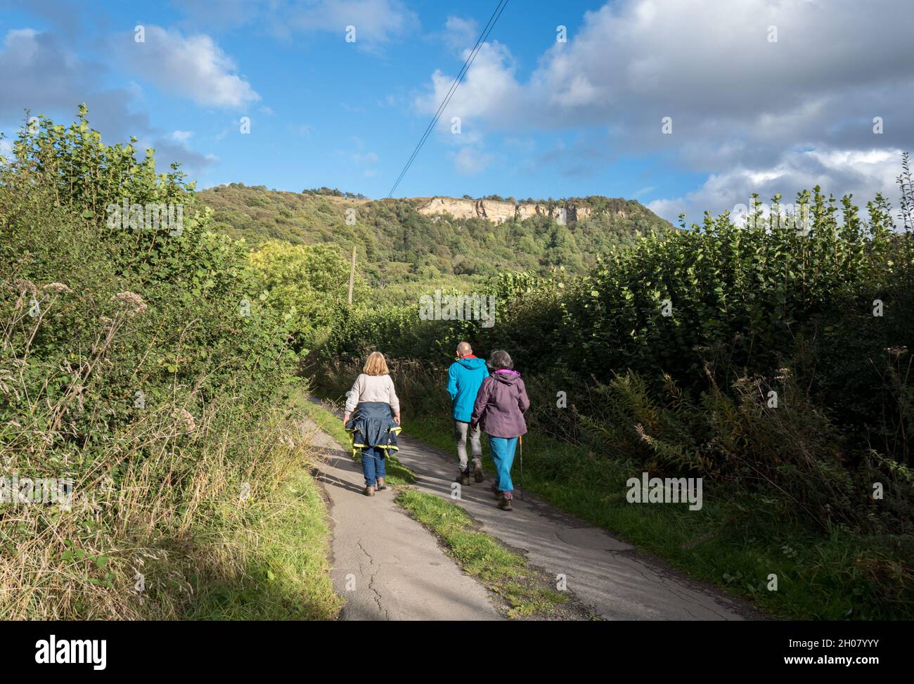 Walkers walking on the North York Moors bridleway above Gormire Lake