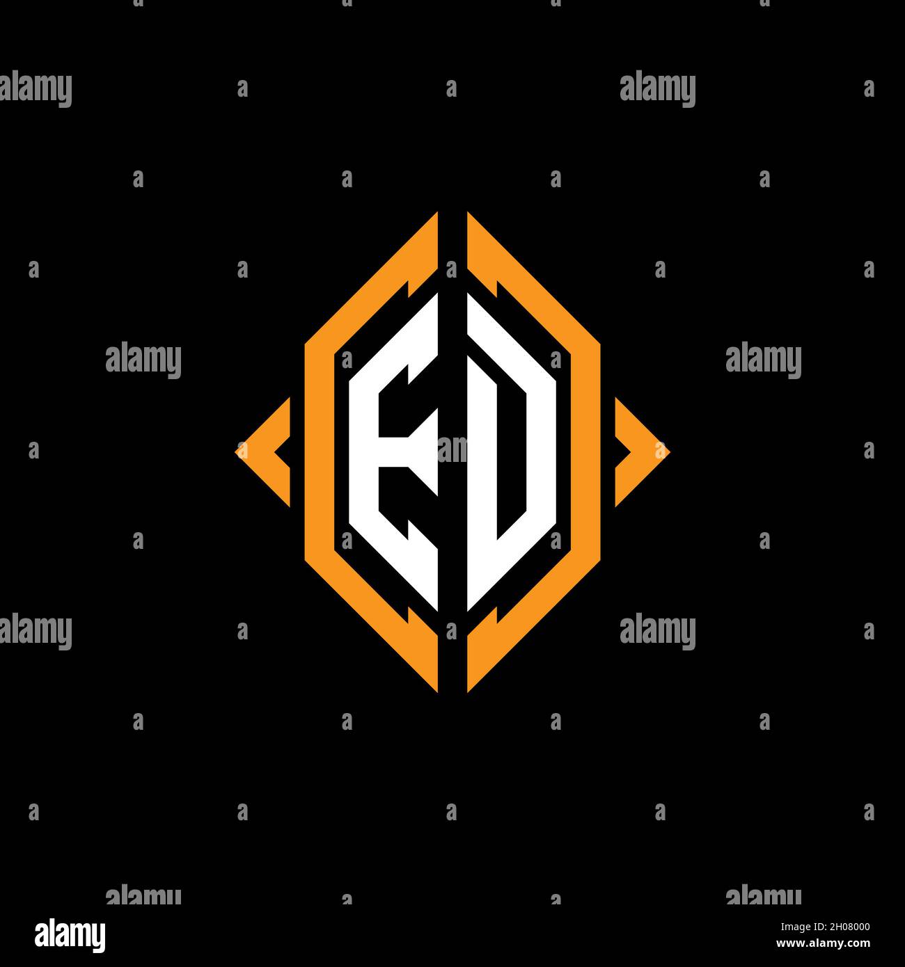 ED Monogram geometric shape style template. Monogram initial design vector on isolated background Stock Vector