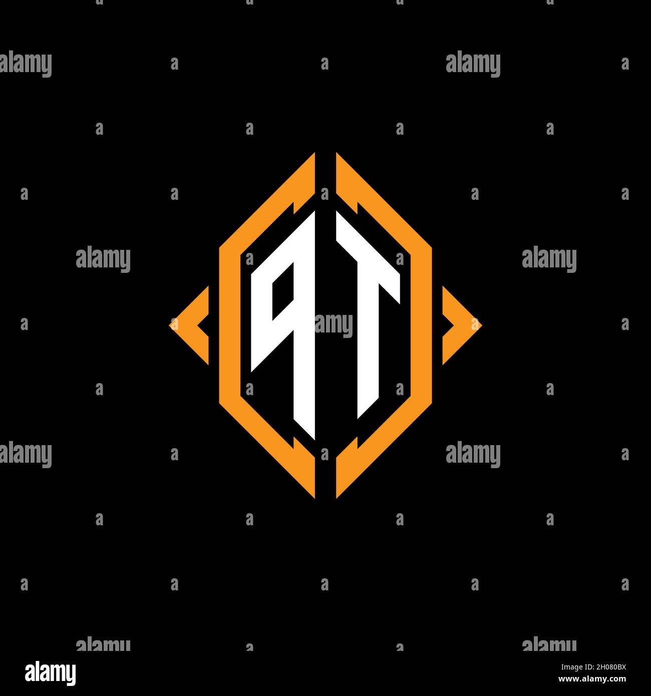 PT Monogram geometric shape style template. Monogram initial design vector on isolated background Stock Vector