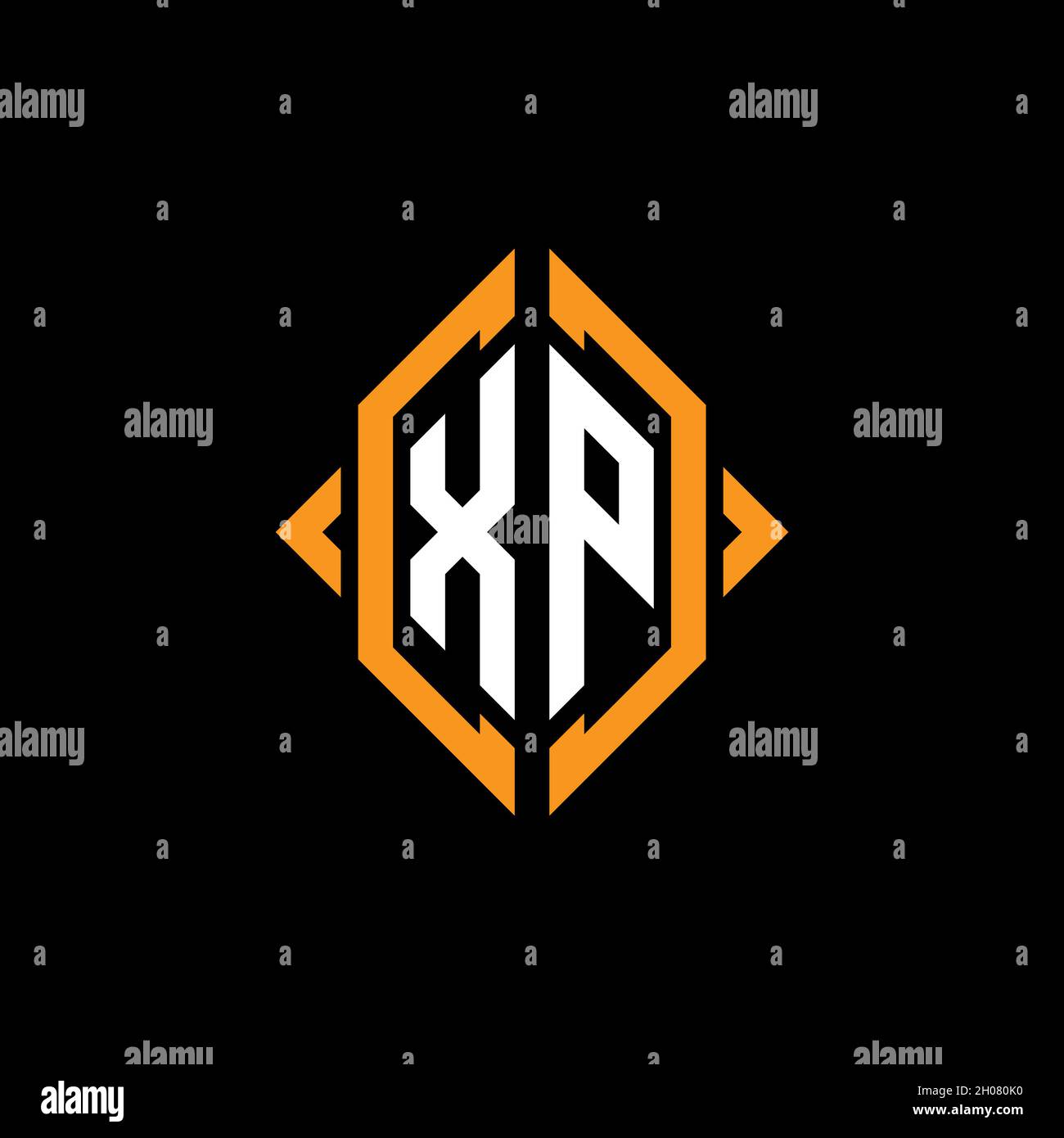 XP Monogram geometric shape style template. Monogram initial design vector on isolated background Stock Vector