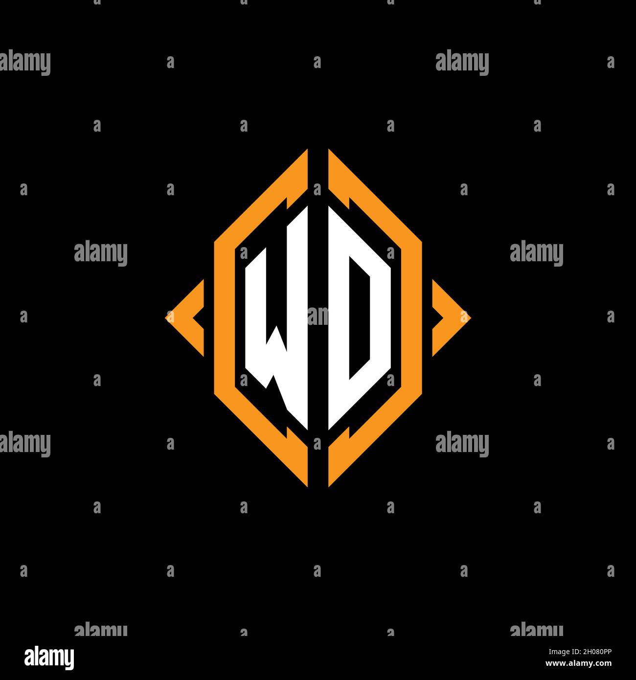 WO Monogram geometric shape style template. Monogram initial design vector on isolated background Stock Vector